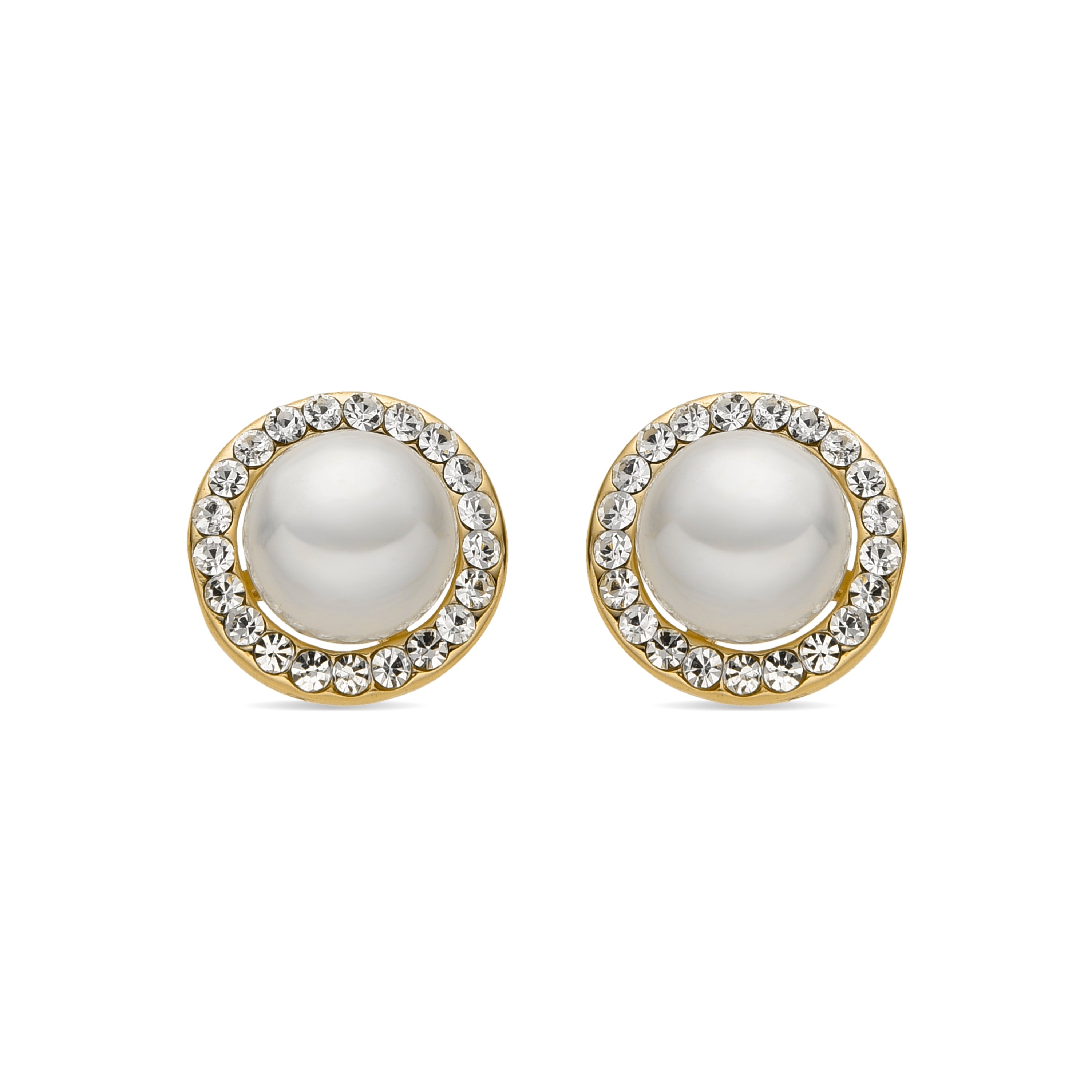 Pendientes con Perla Blanca acabado oro 18k - Basnik