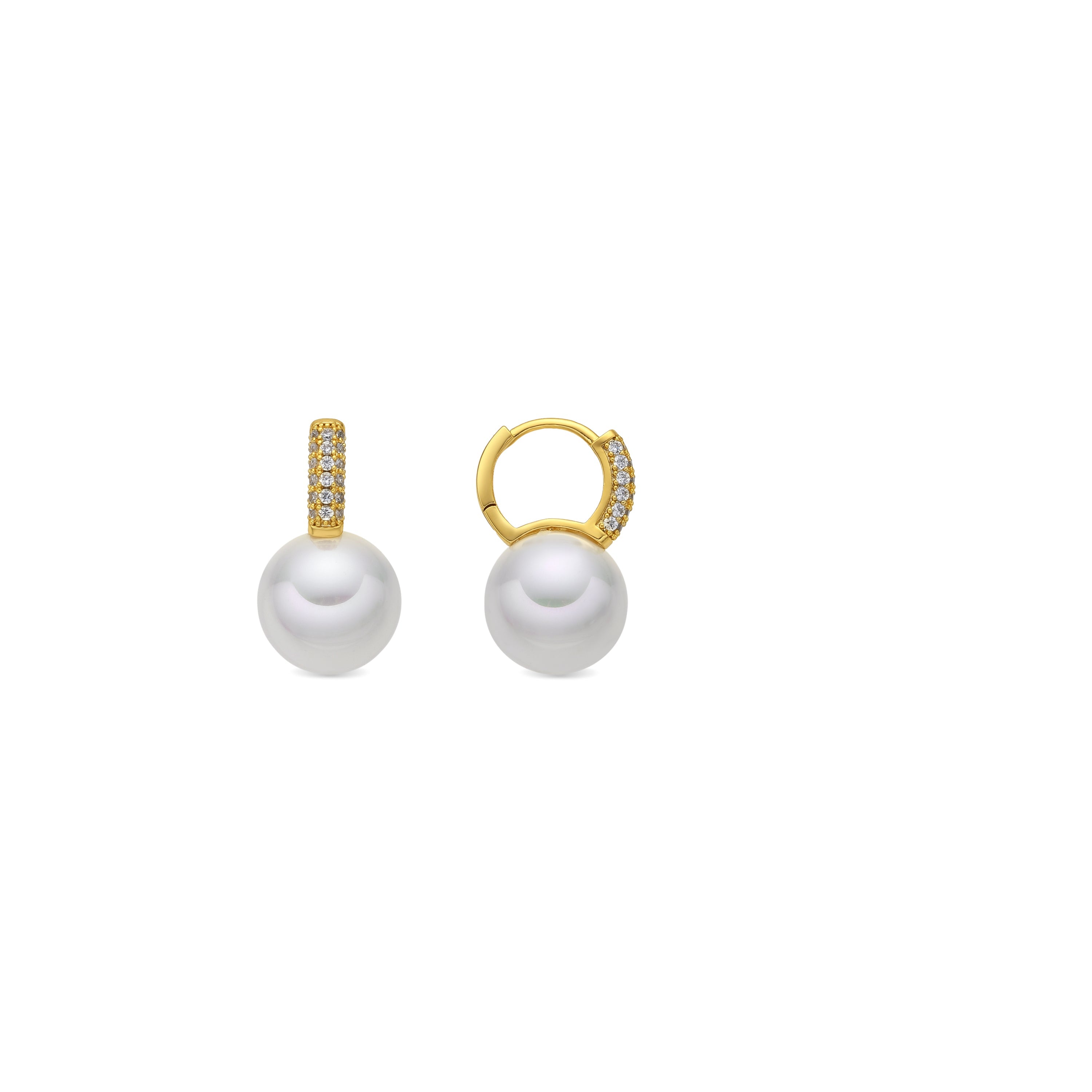 18k yellow gold finish earrings with white pearls - Maeki