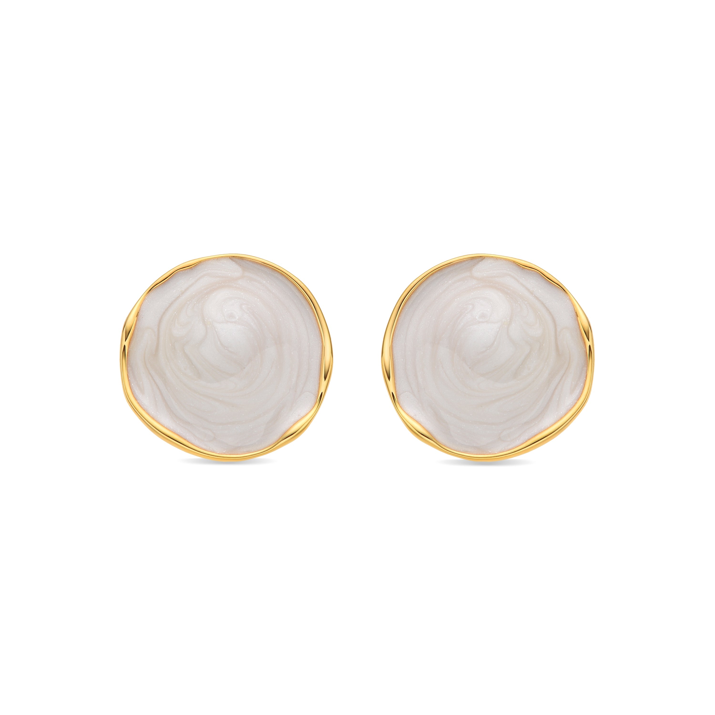 18k yellow gold and white lacquer finish earrings - Huldio
