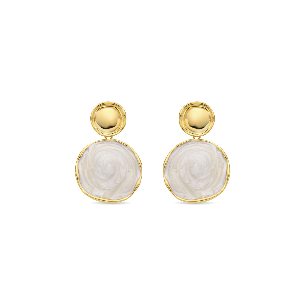 Talorzi earrings in white lacquer with an 18k yellow gold finish