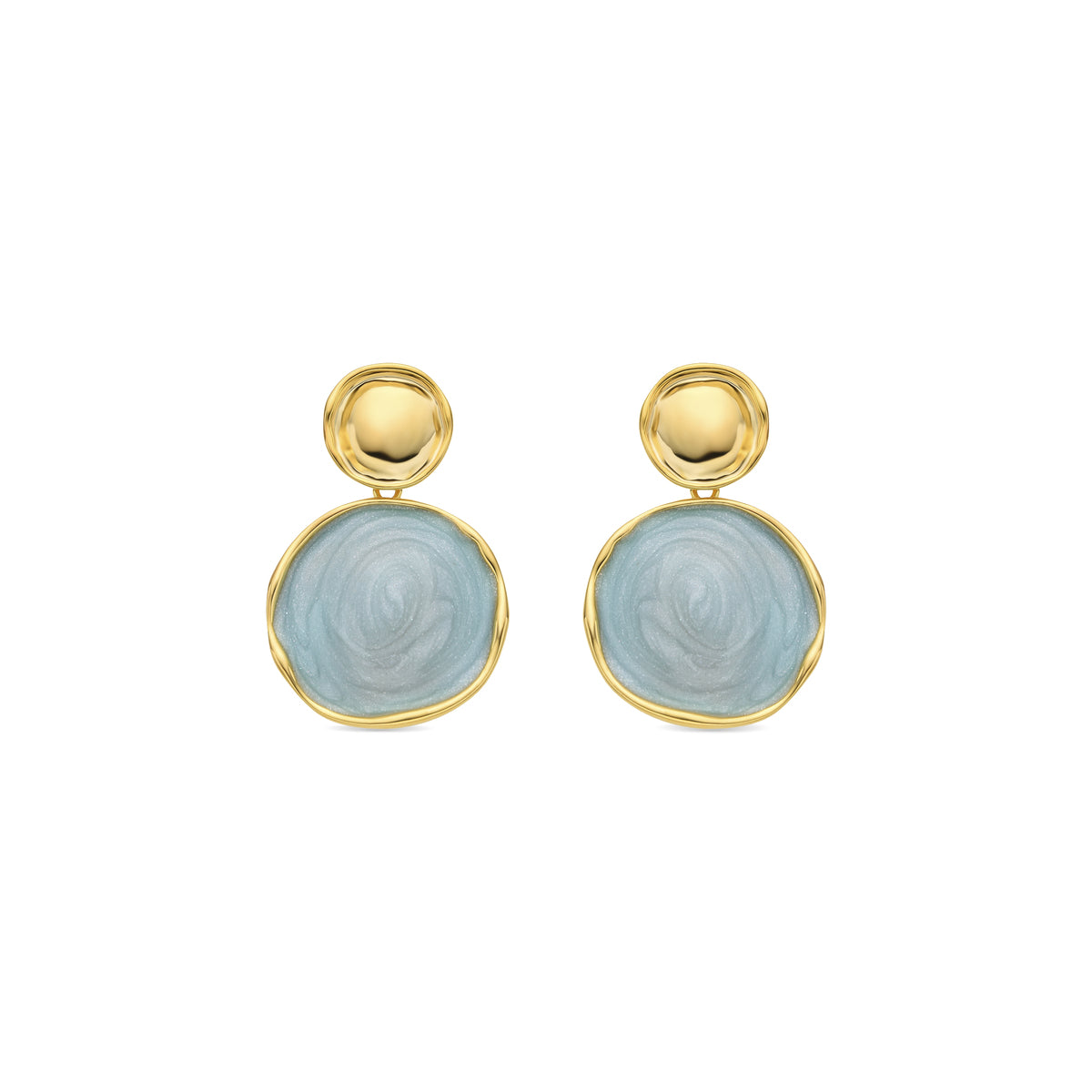 Talorzi Blue Lacquer Earrings with 18k Yellow Gold Finish