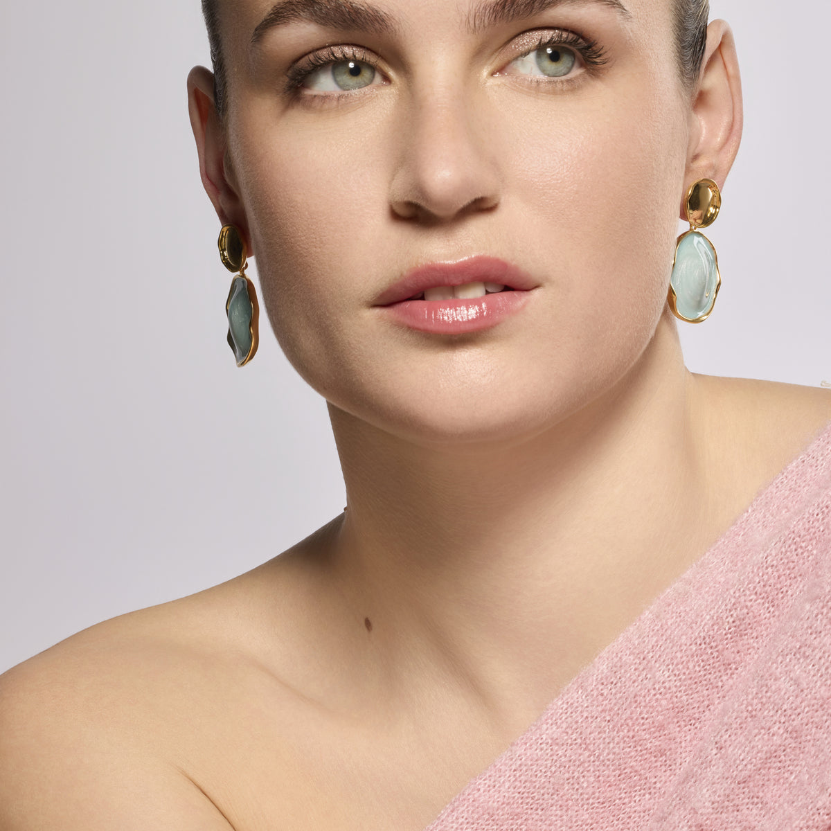 Talorzi Blue Lacquer Earrings with 18k Yellow Gold Finish
