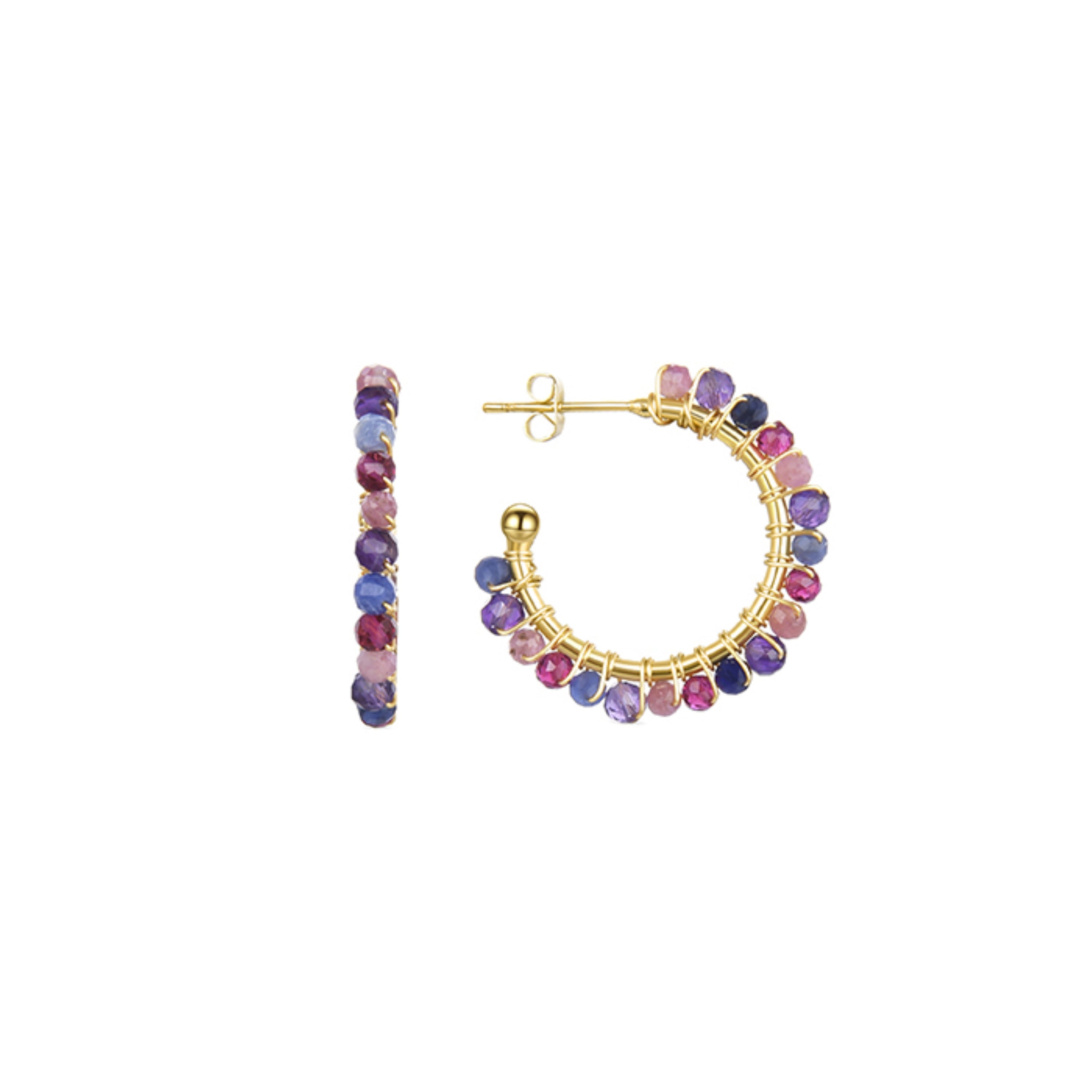 Purple Crystal Earrings finished in 18K yellow gold - Aiel