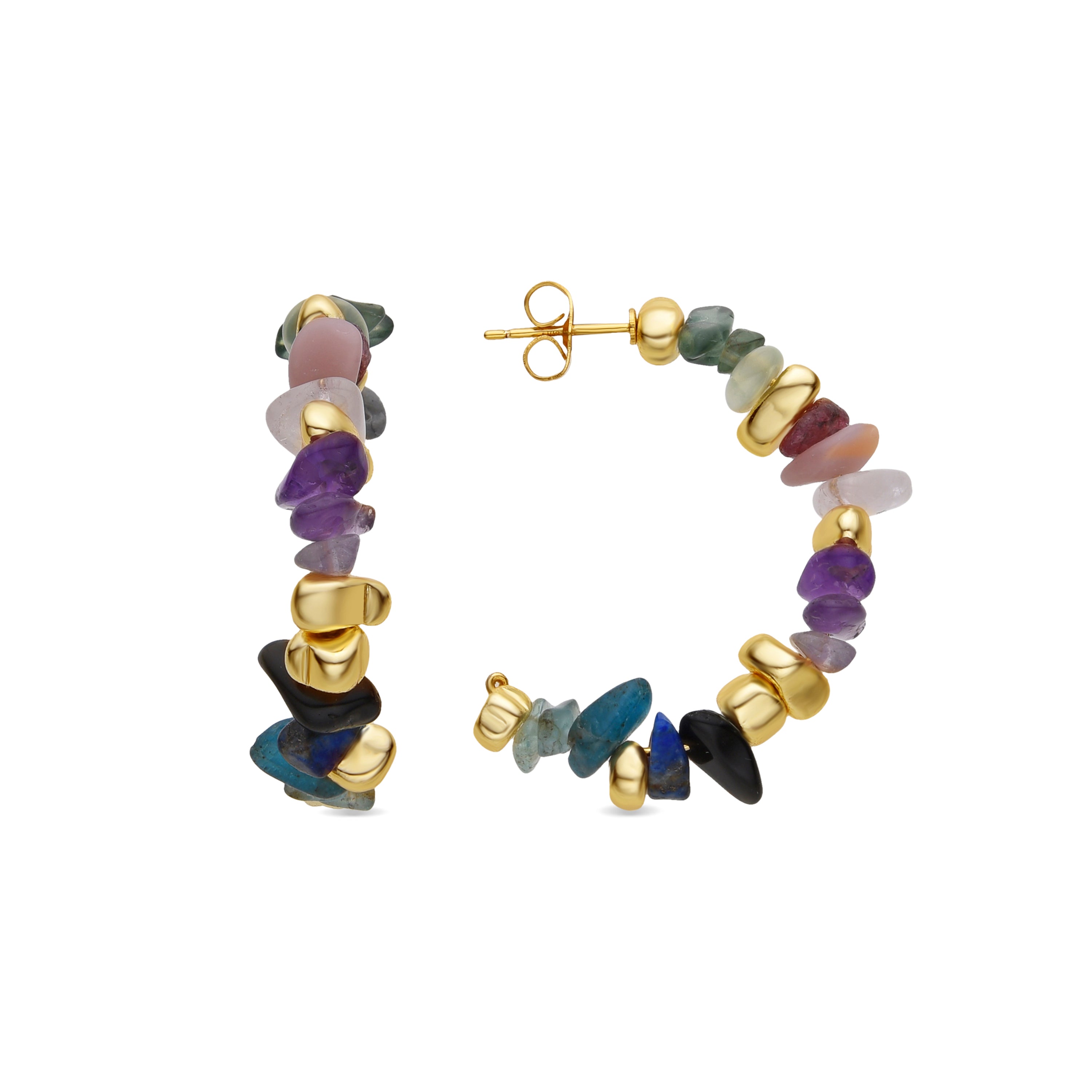 Fluorite earrings finished in 18K yellow gold - Diri