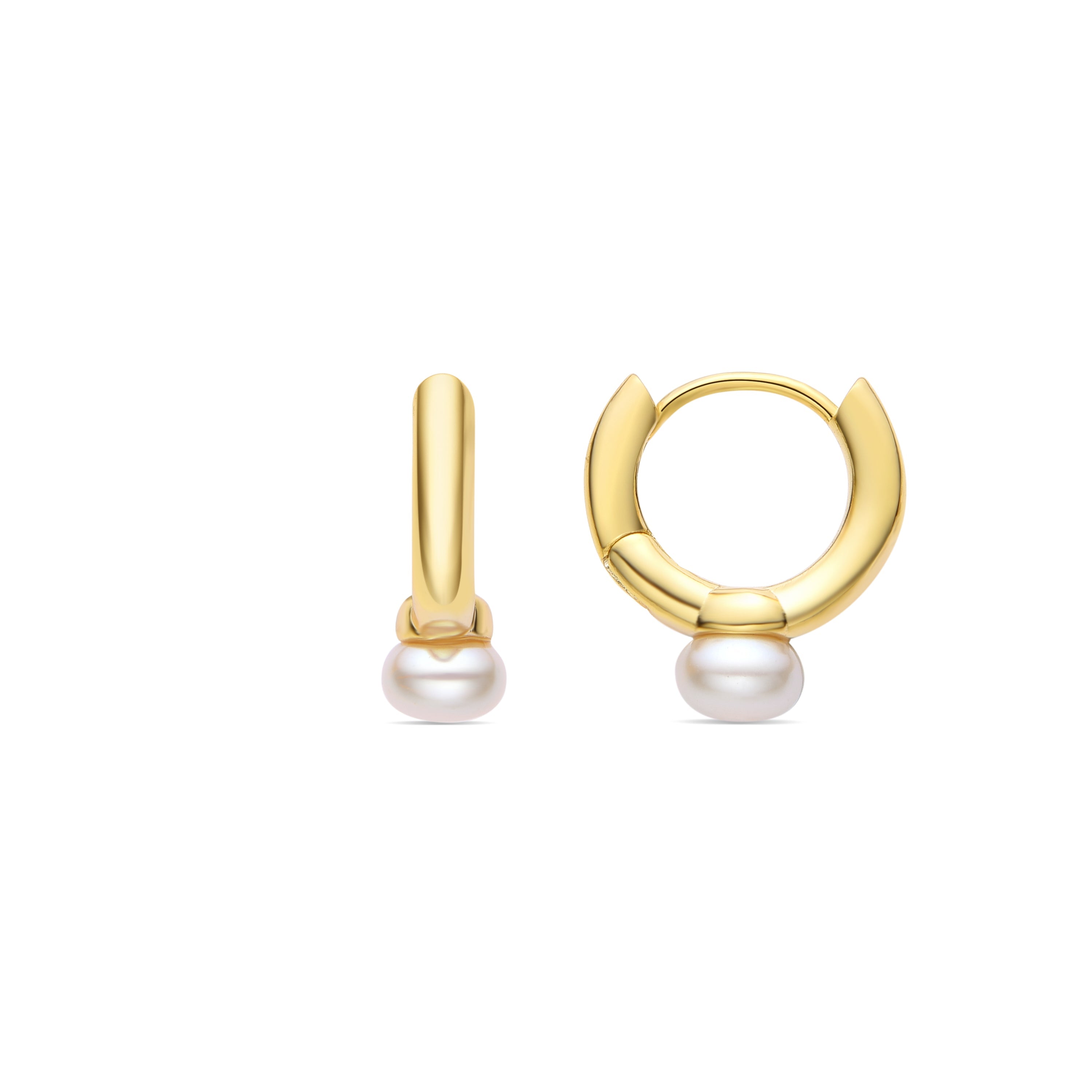 White Pearl Earrings Finished in 18K Yellow Gold - Uldi