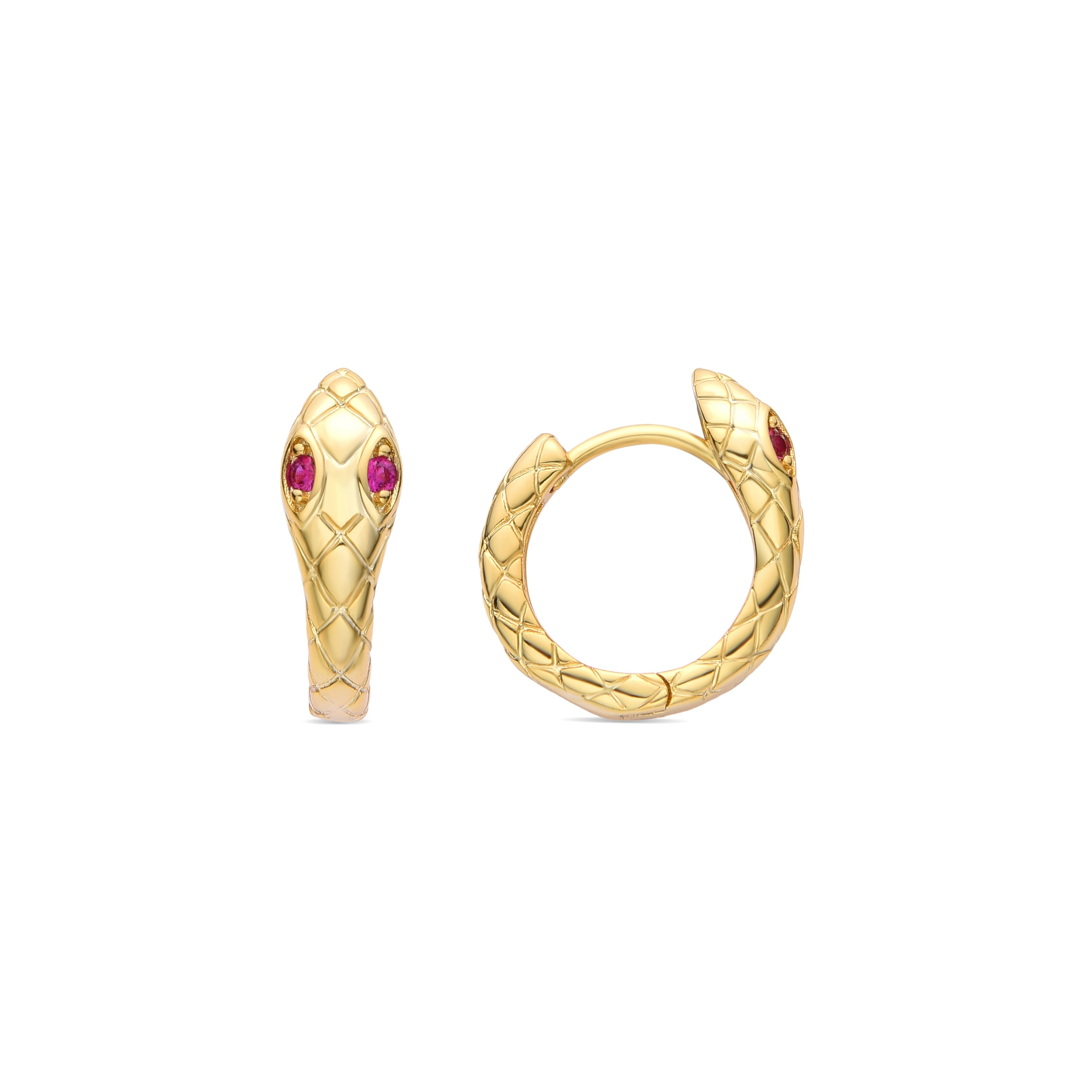 Ruby Zirconia Earrings Finished in 18K Yellow Gold - Madsi