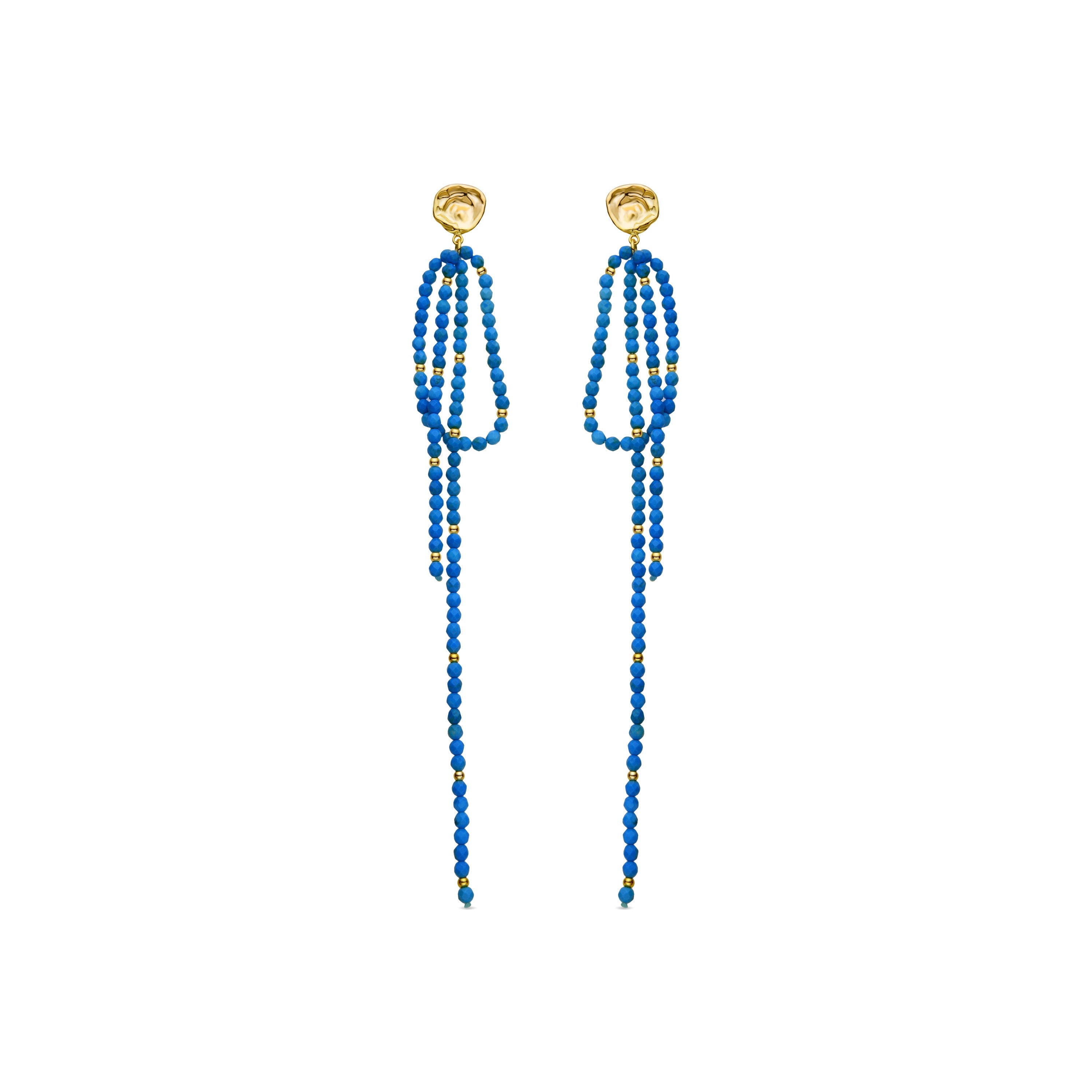 Turquoise earrings finished in 18K yellow gold - Fawya