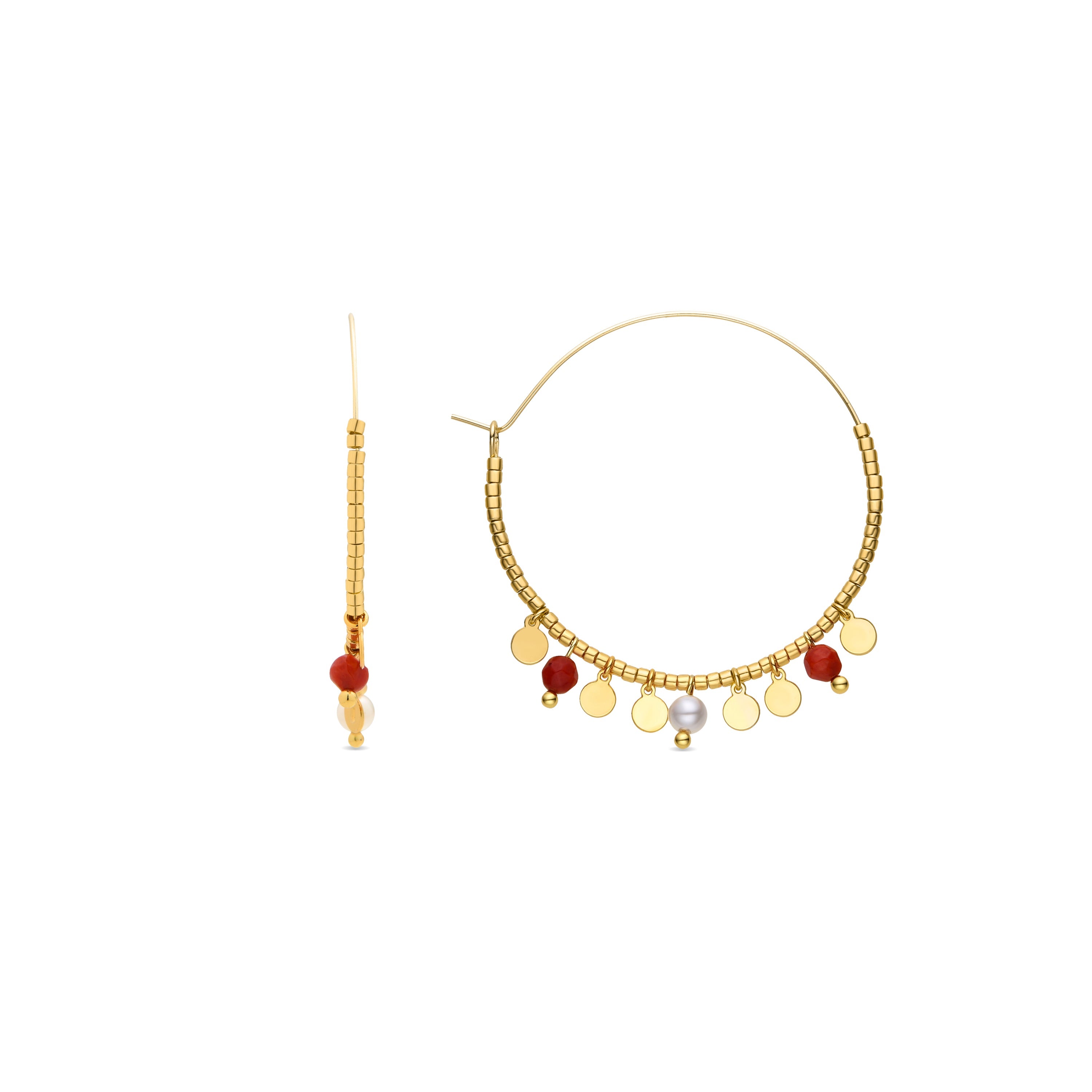 Coral earrings finished in 18K yellow gold - Dilna