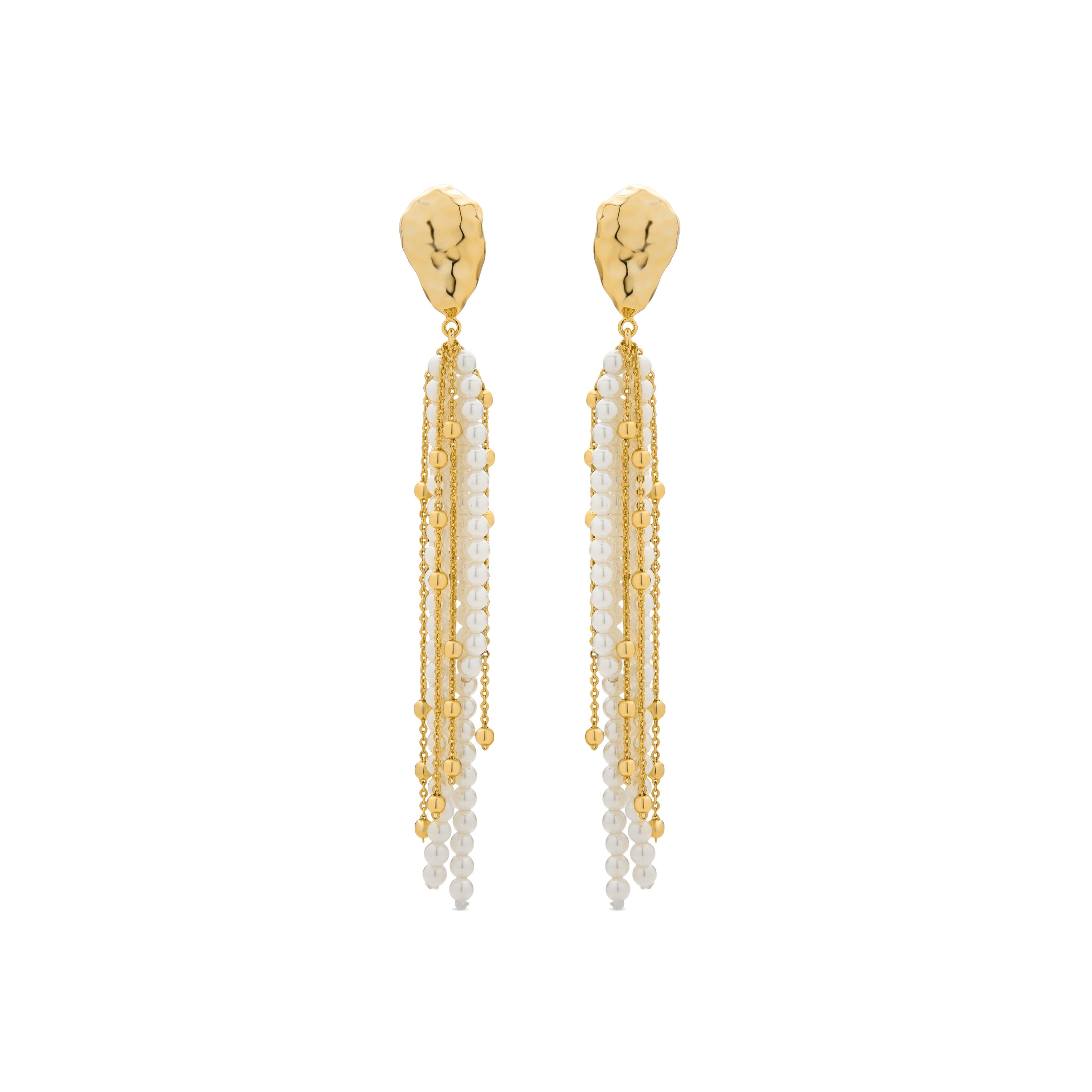 Pendientes de Perla Blanca acabados en oro amarillo 18K - Subri