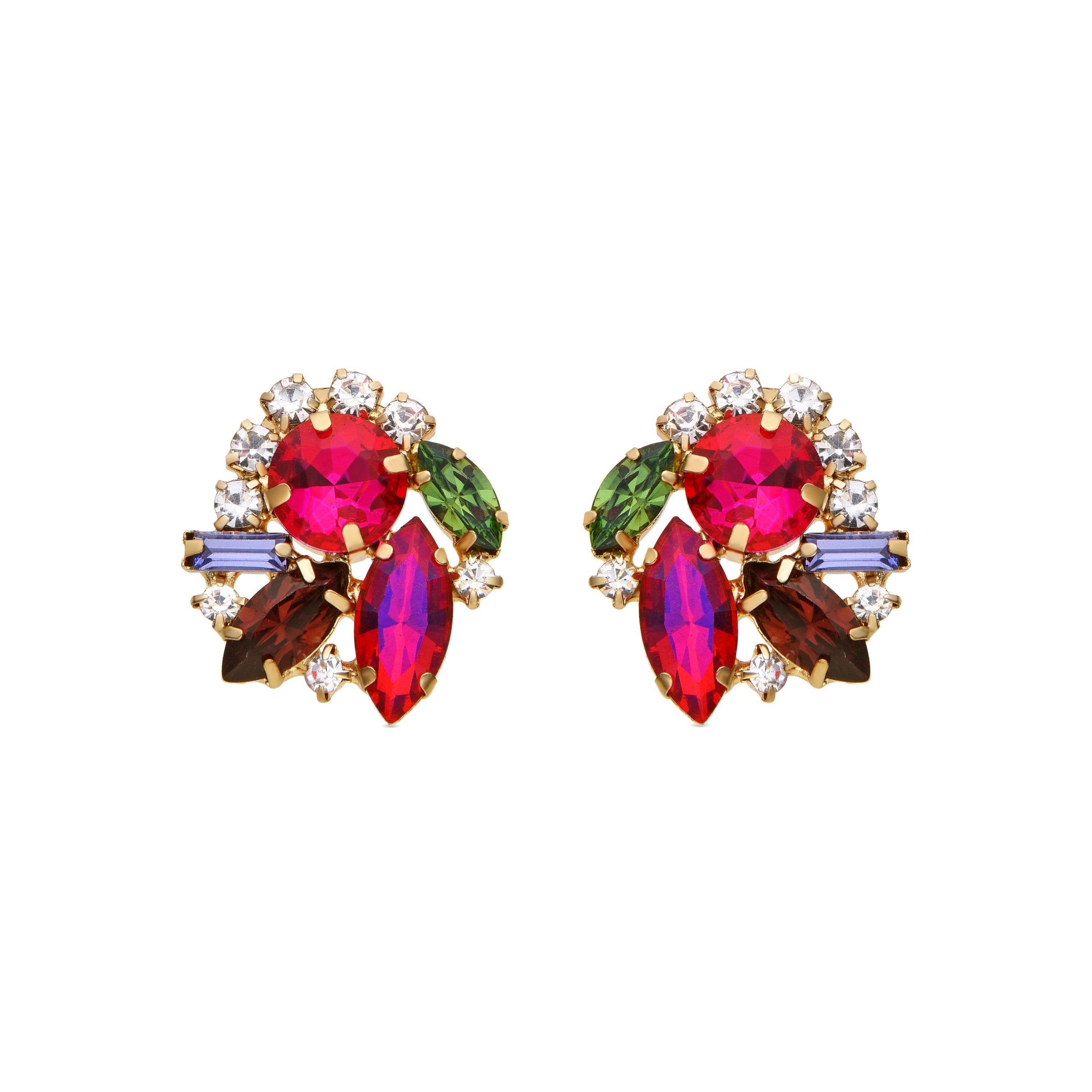 Pendientes de Cristal Morado acabados en oro amarillo 18K - Mutaj