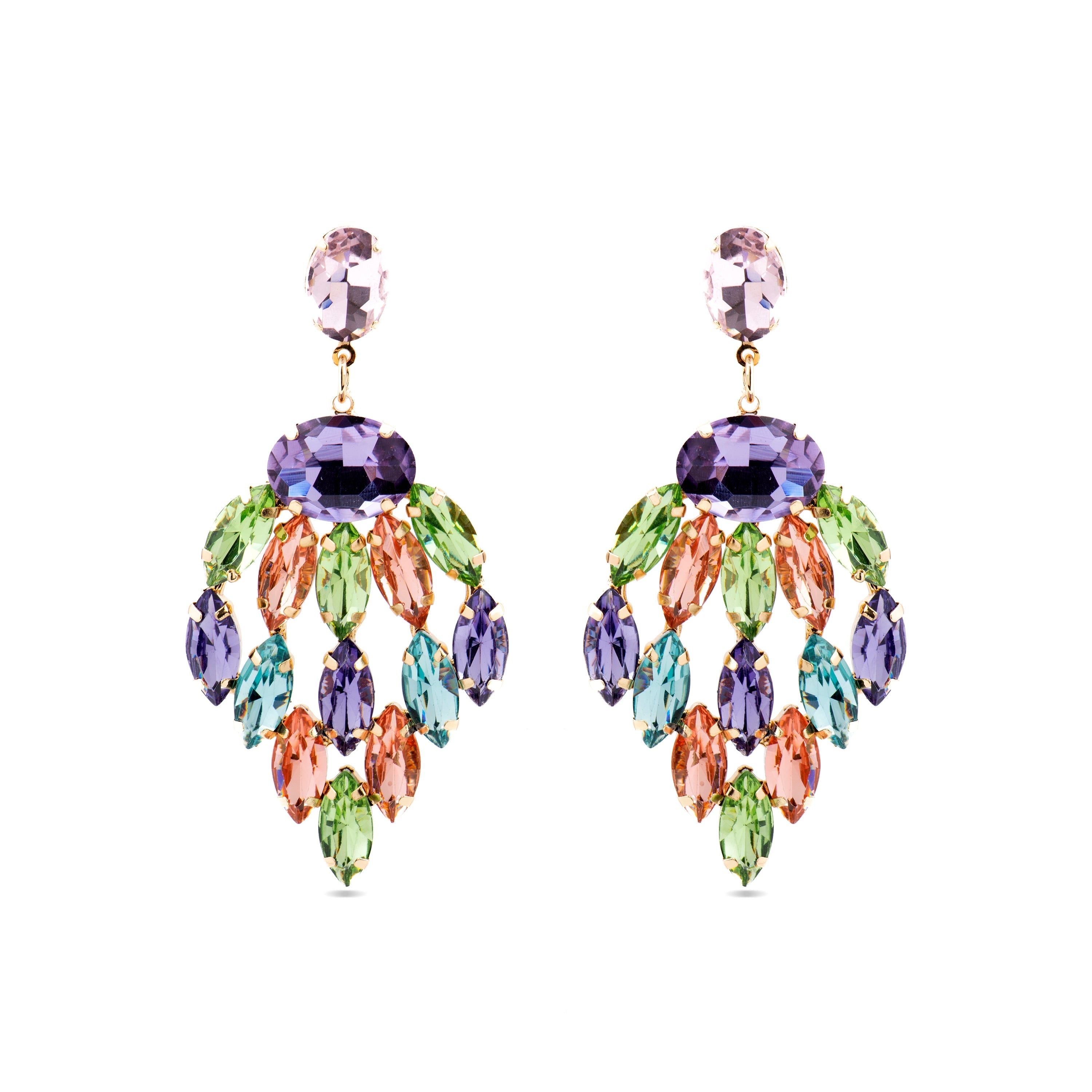 Pendientes con Cristal Multicolor acabado oro 18k - Imkas