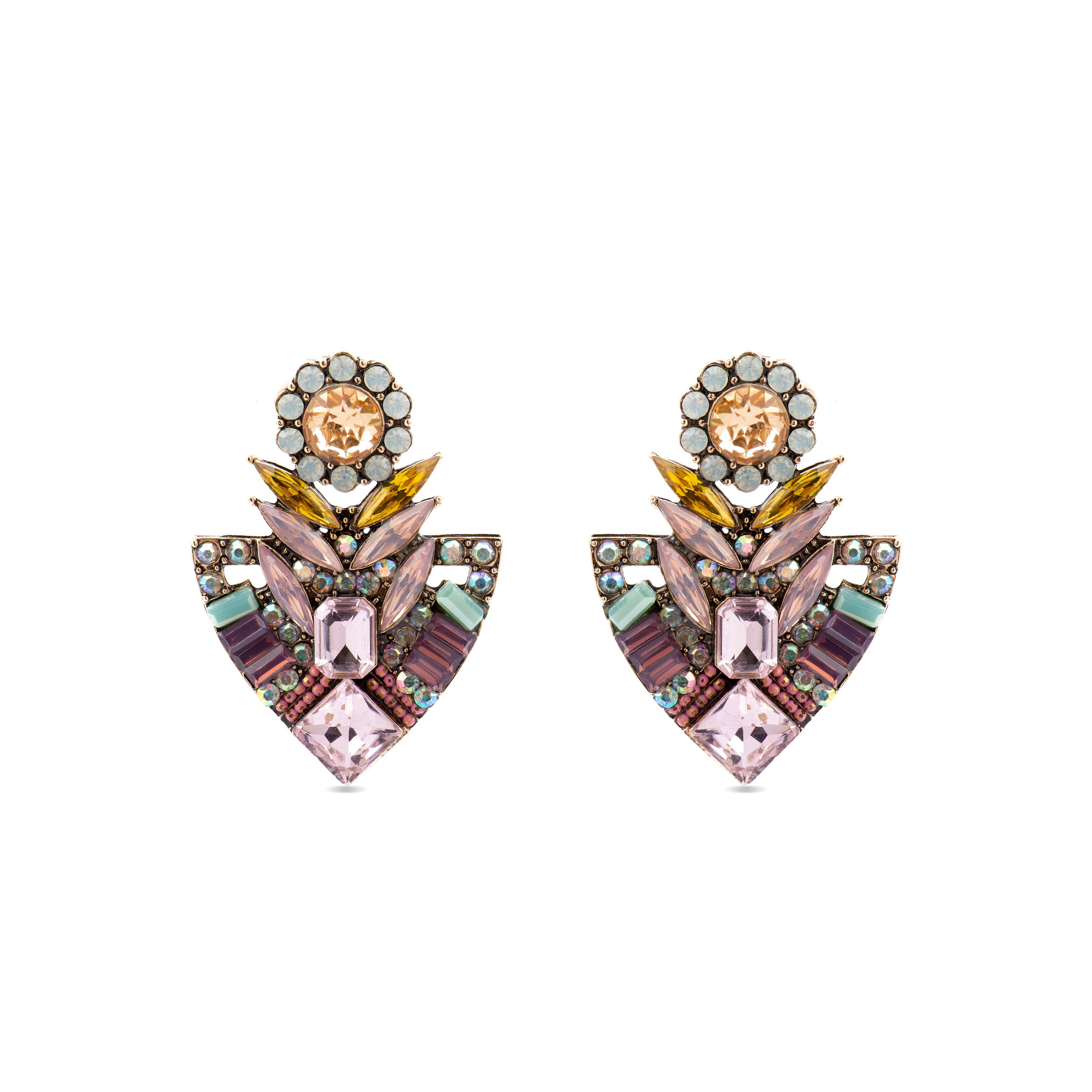 Multicolor Crystal Earrings with 18k Gold Finish - Aphuat