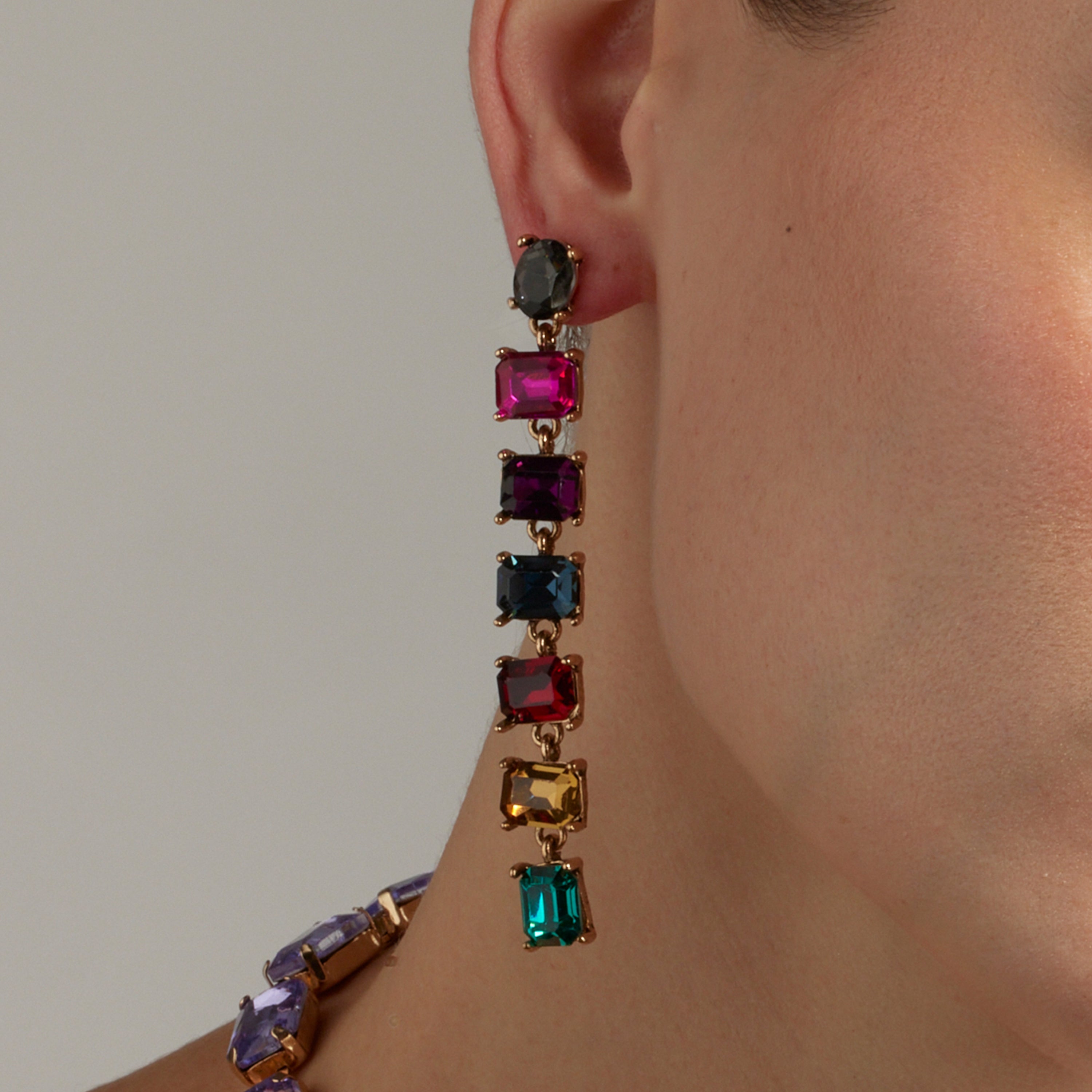 Pendientes con Cristal Multicolor acabado oro 18k - Moray