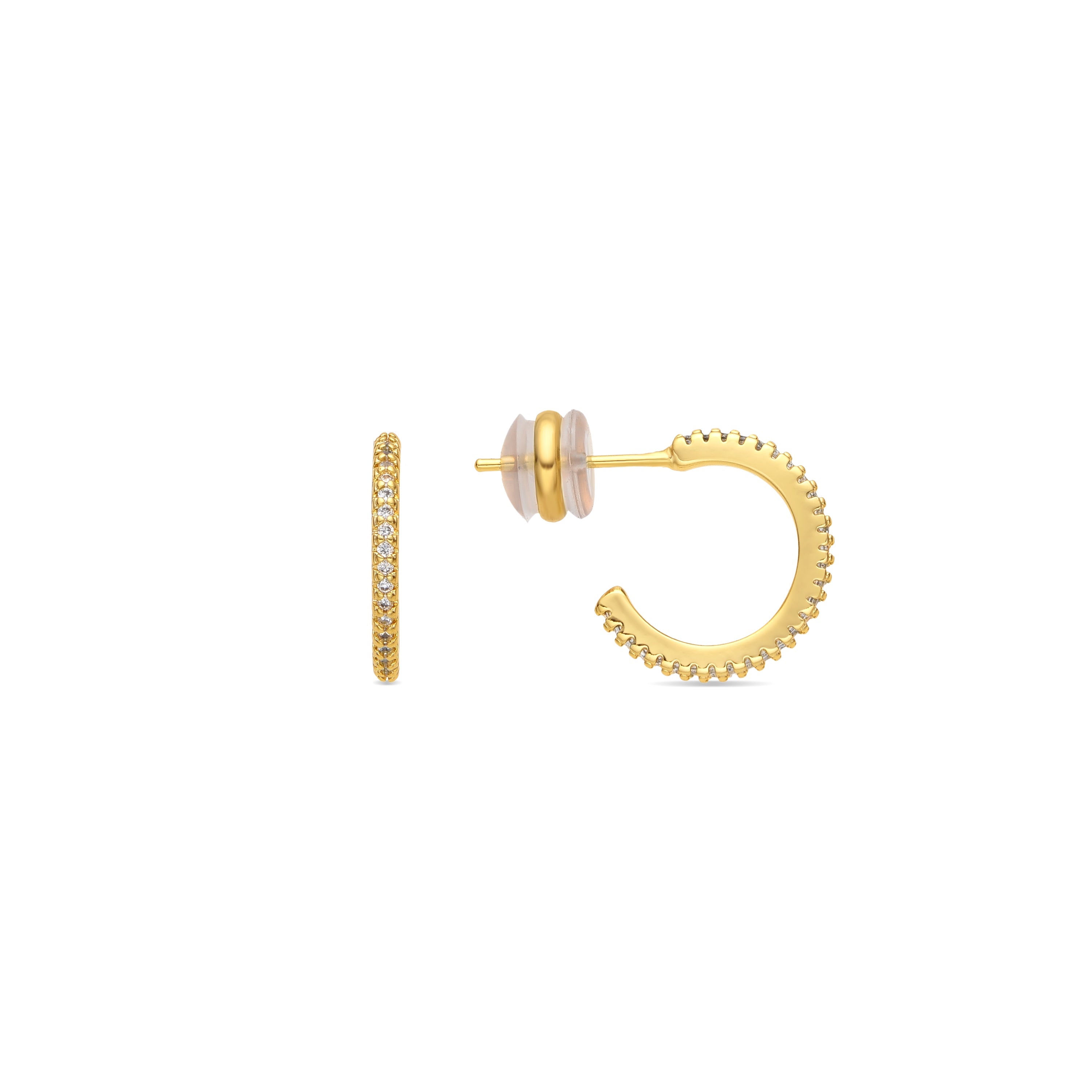 18k yellow gold finish earrings with brilliant zirconia - Random