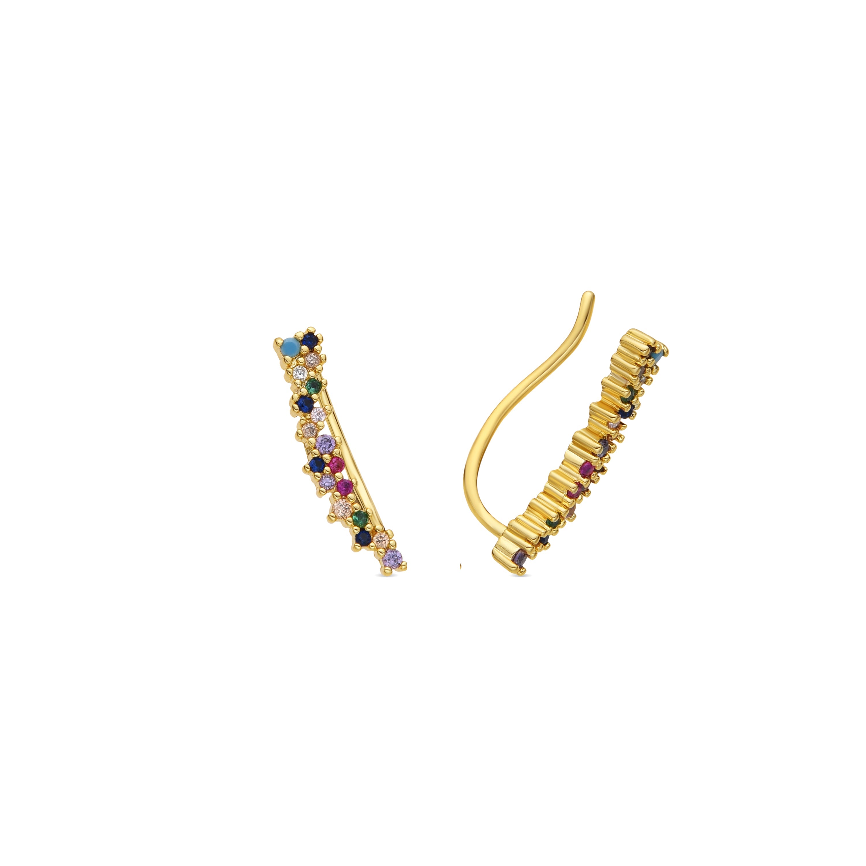 18k yellow gold finish earrings with multicolored zirconia - Yionli