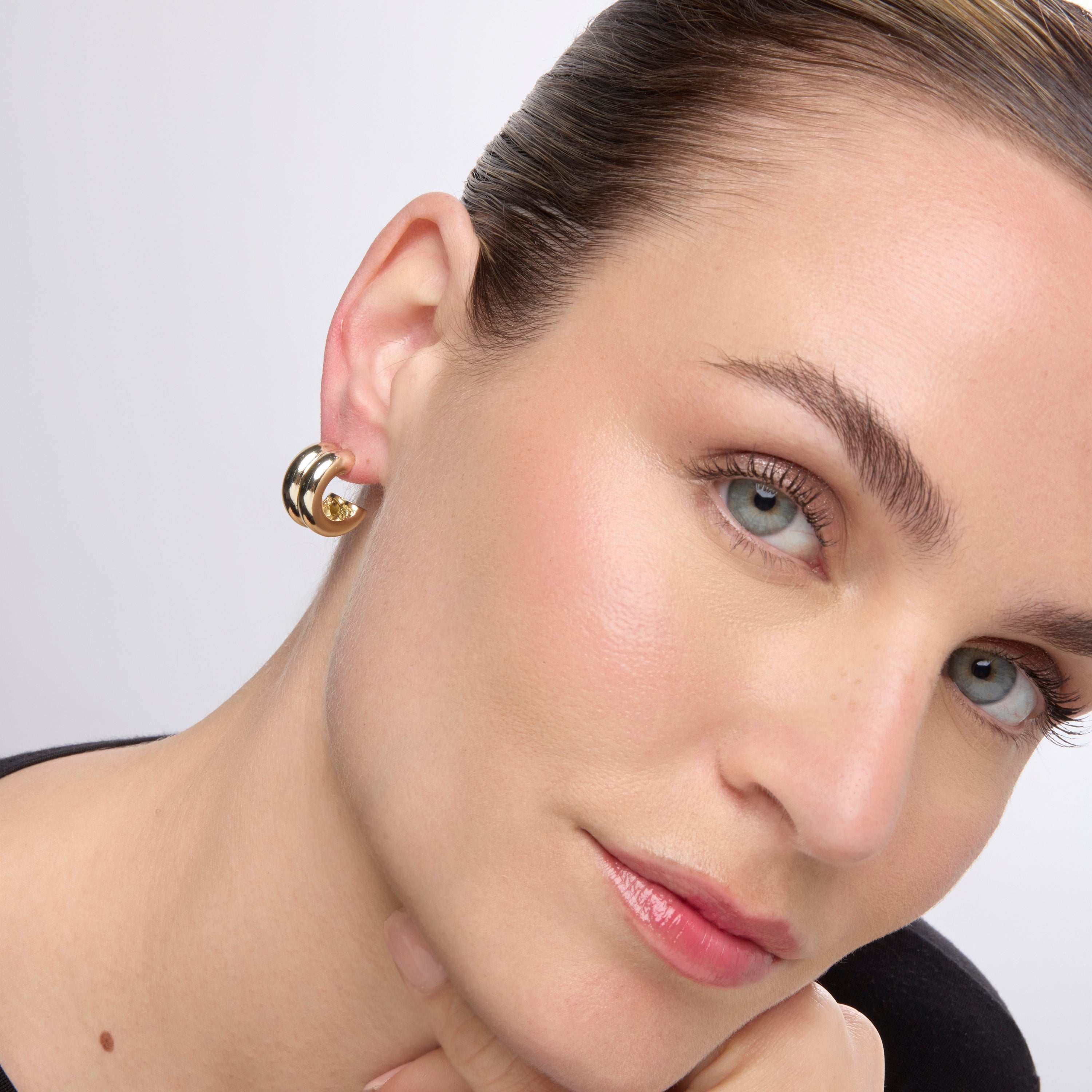 18k yellow gold finish earrings - Tudfu