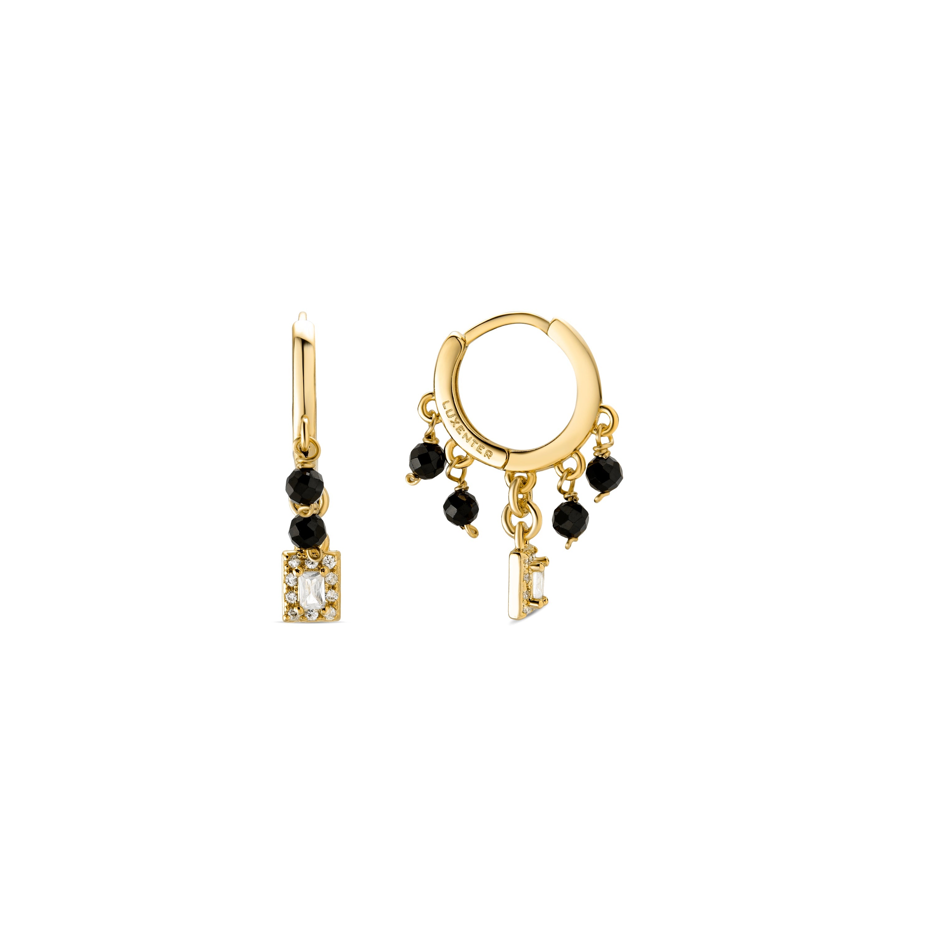 Pendientes de Agata Negra acabados en oro amarillo 18K - Ordzun