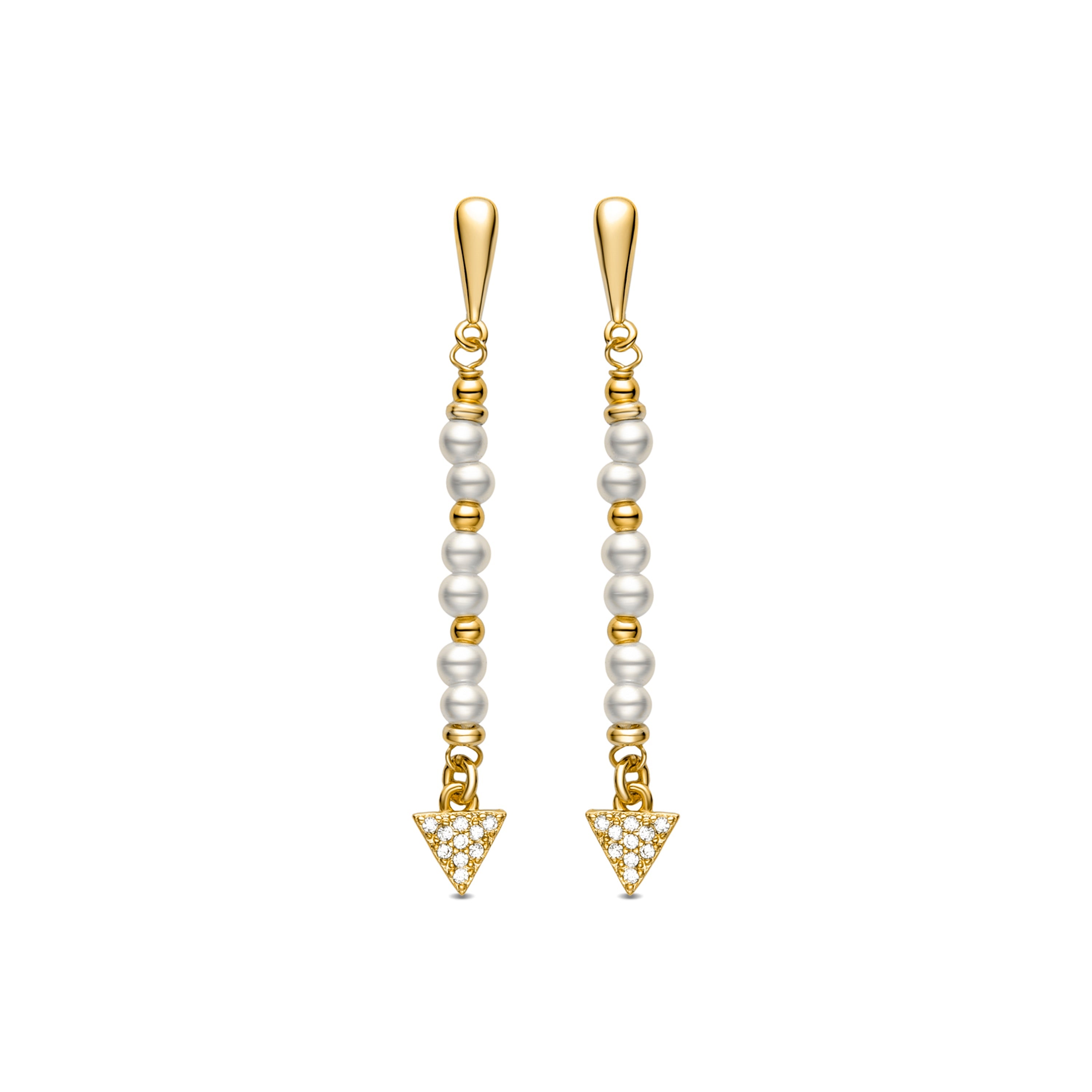 Pendientes de Perla Blanca acabados en oro amarillo 18K - Sonle