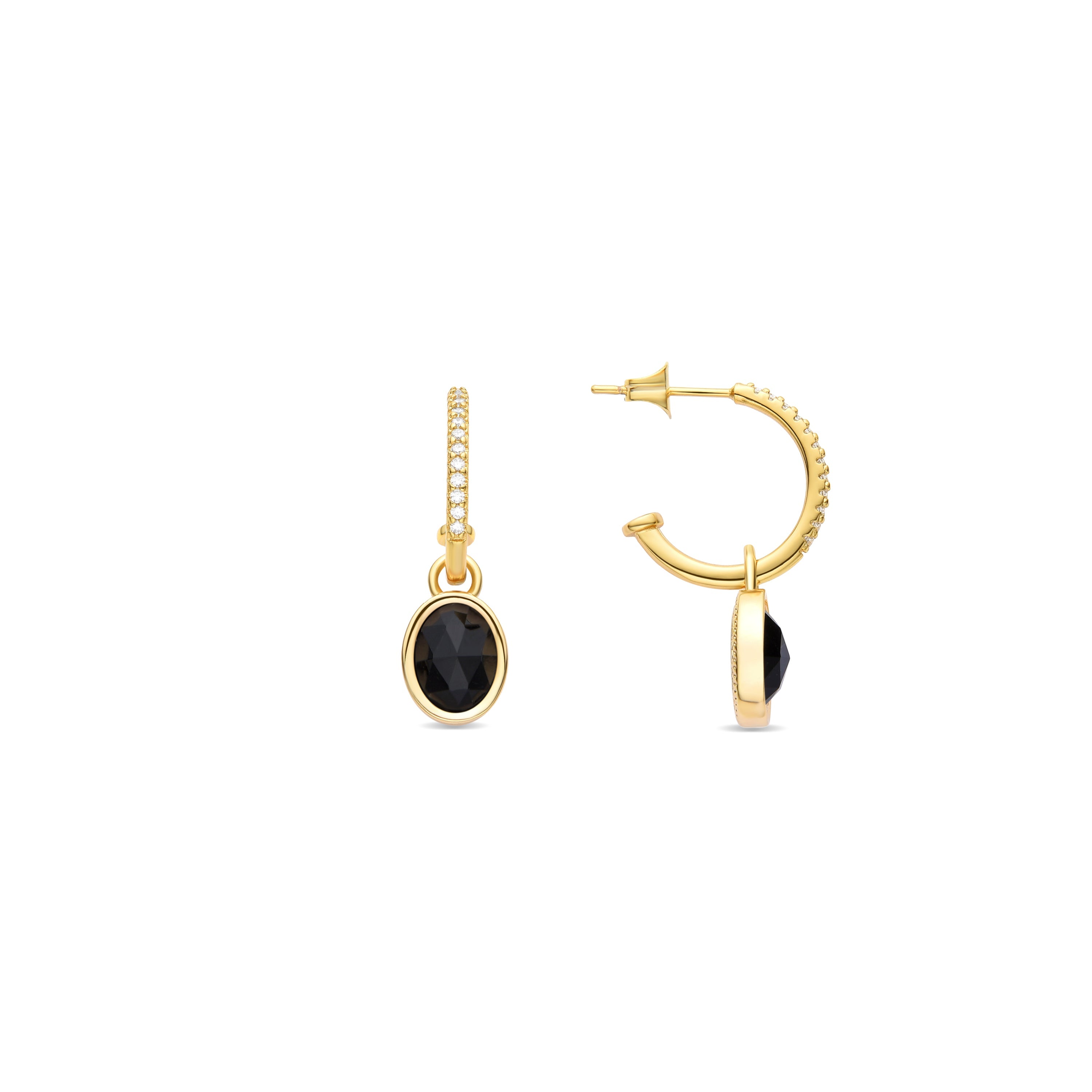Black Crystal Earrings finished in 18K yellow gold - Nyahau