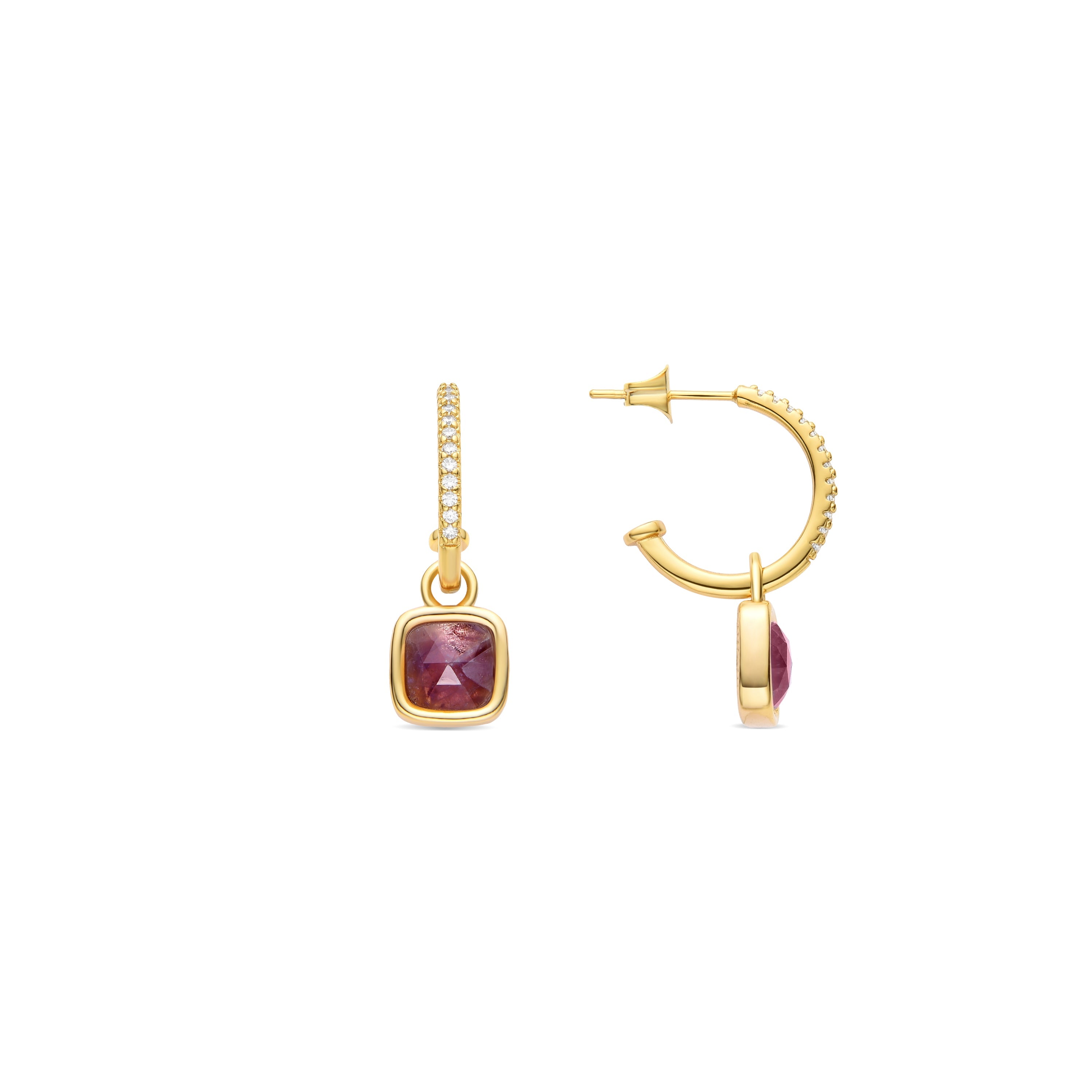 Purple Crystal Earrings finished in 18K yellow gold - Ourhis