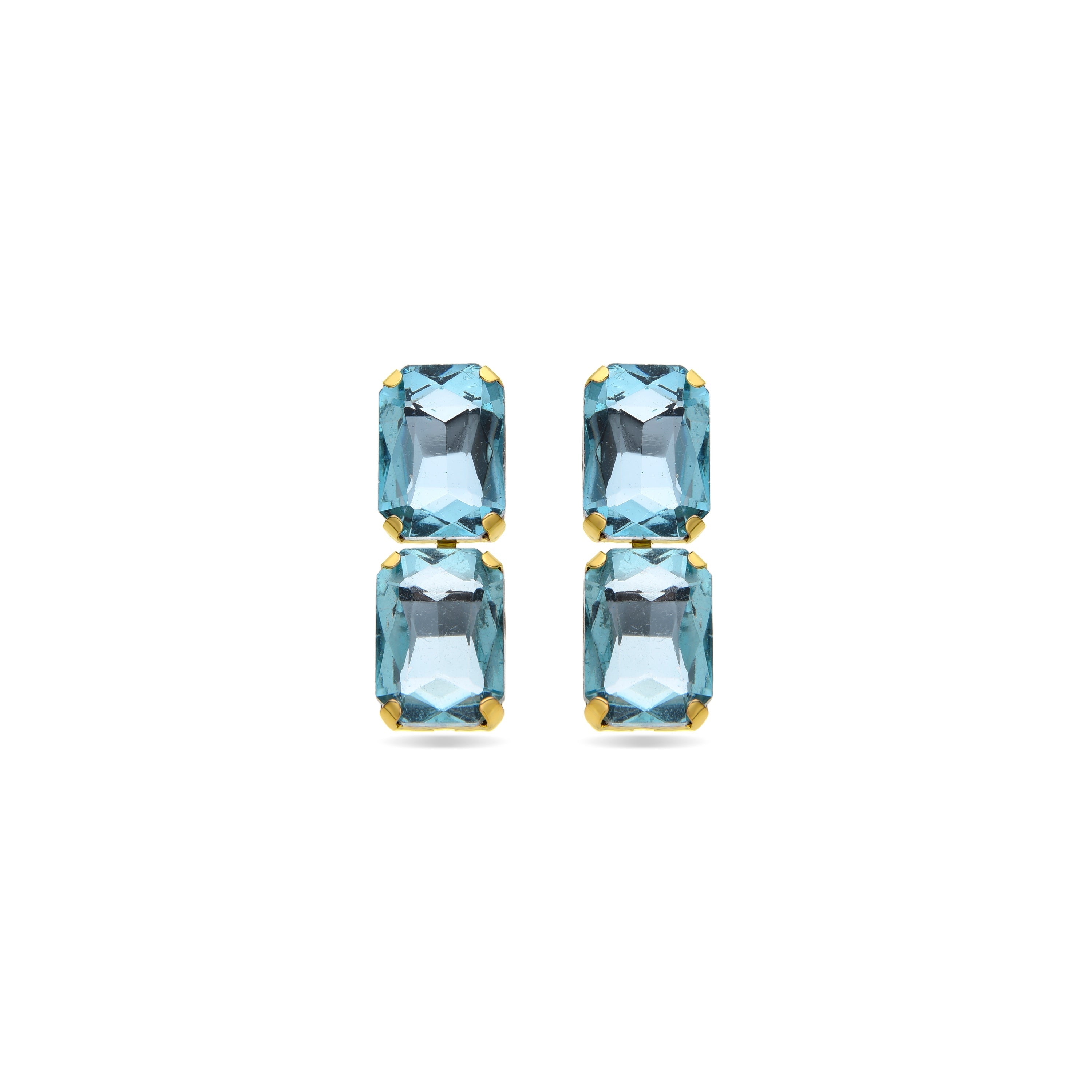 Blue Crystal Earrings finished in 18K yellow gold - Ankek