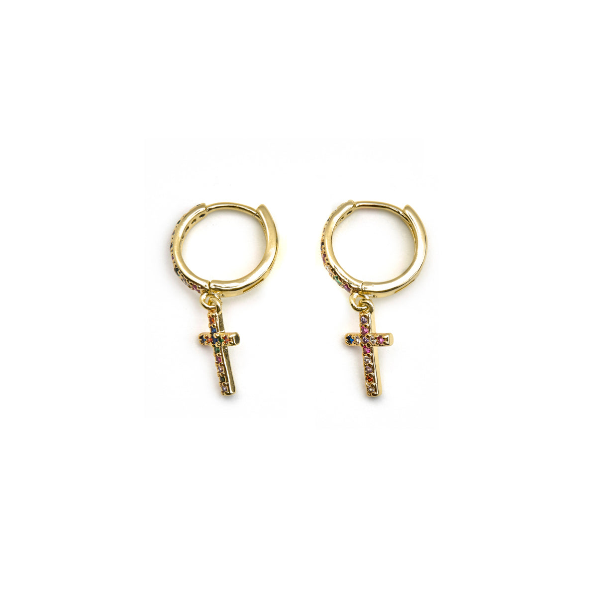 Multicolor Zirconia Earrings, 18k Gold Finish - Zemu