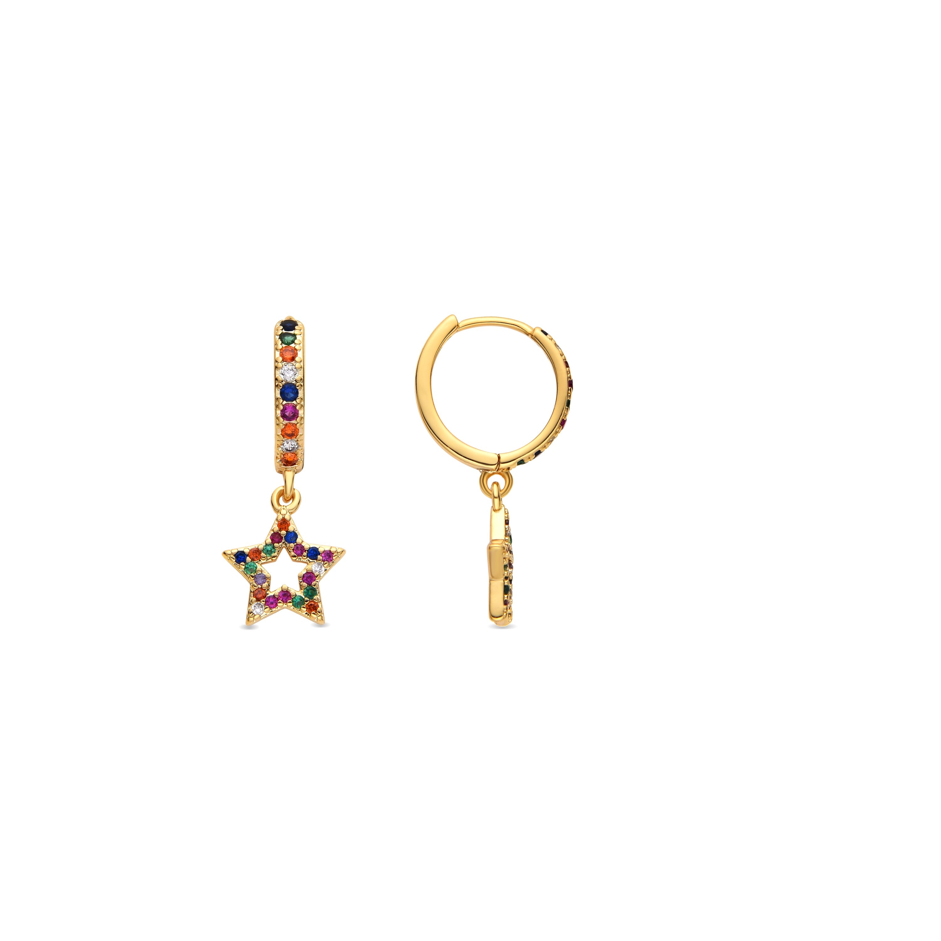 Multicolor Zirconia Earrings, 18k Gold Finish - Fardie