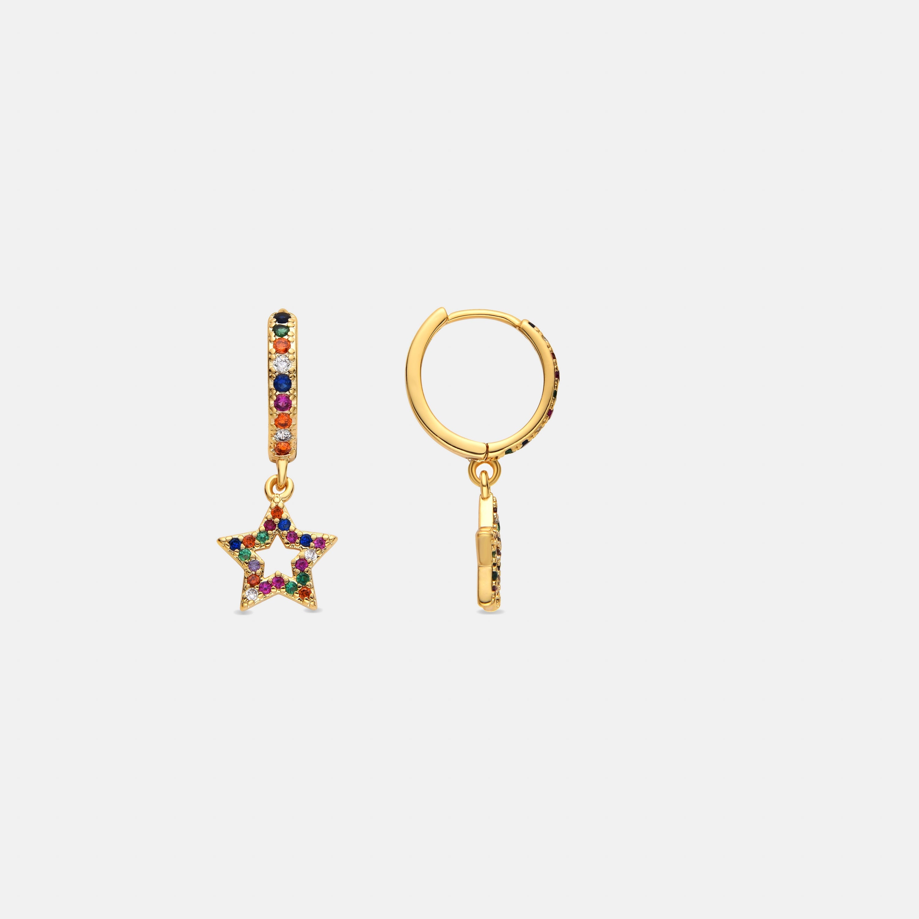 Multicolor Zirconia Earrings, 18k Gold Finish - Fardie