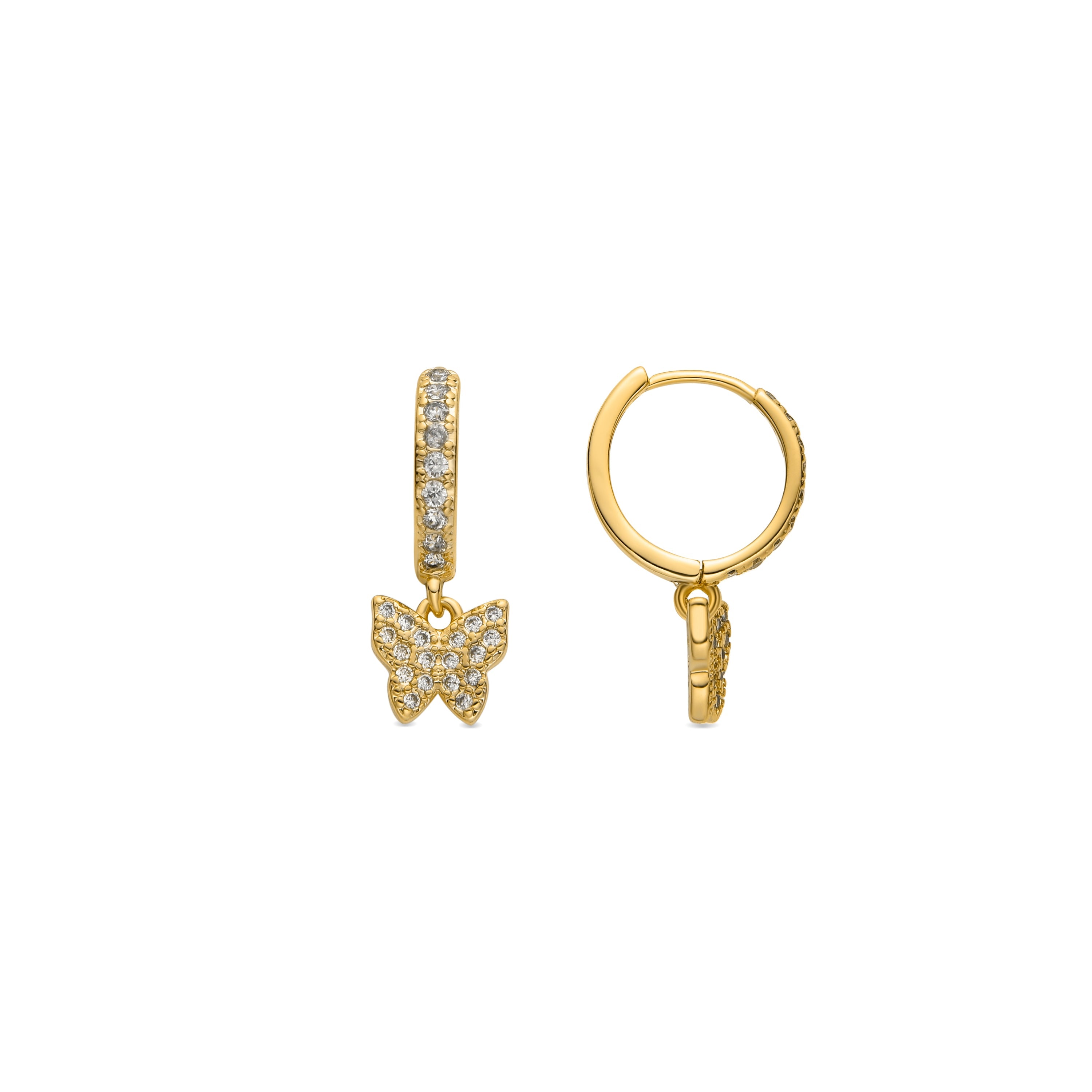 Earrings with brilliant zirconia, 18k gold finish - Thai