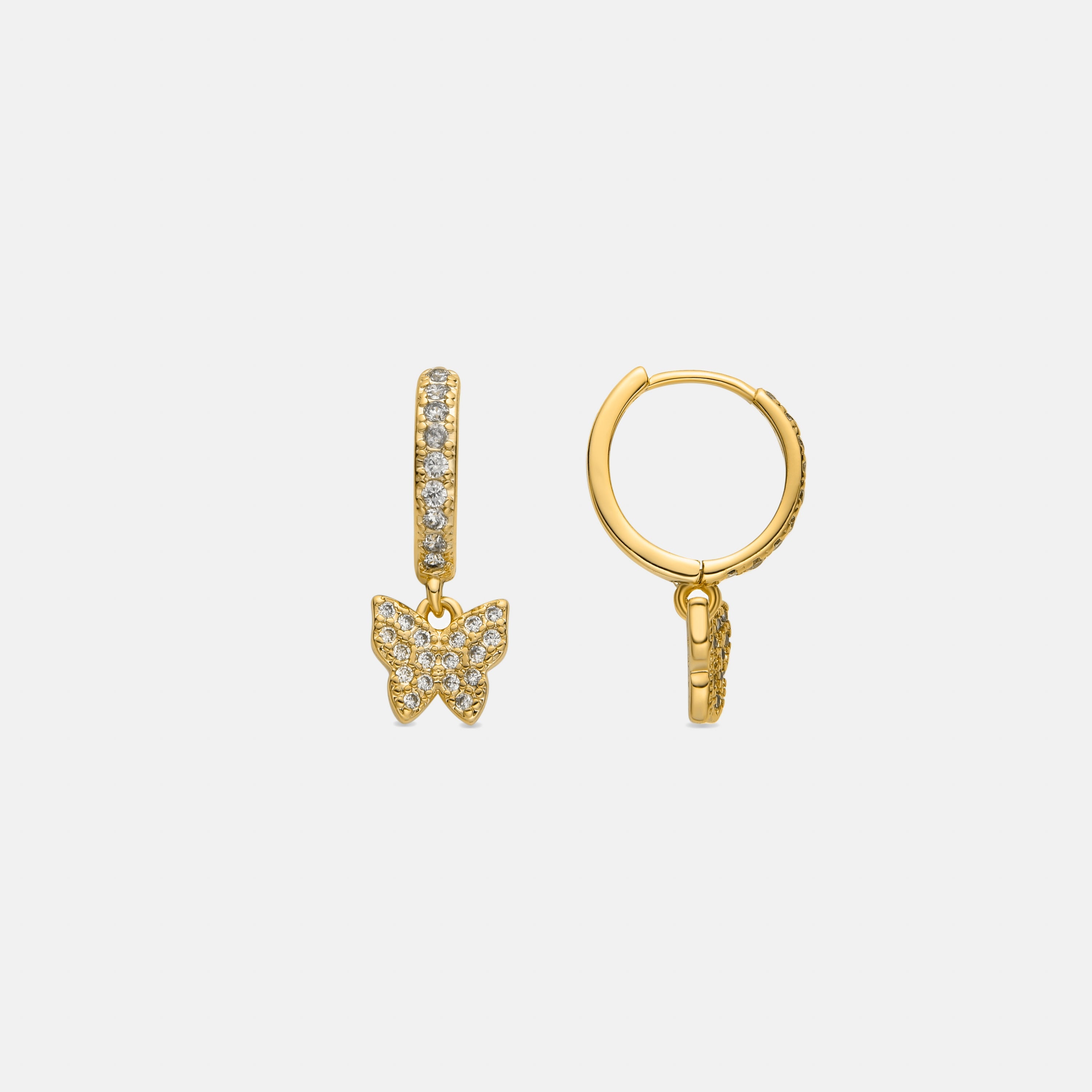 Earrings with brilliant zirconia, 18k gold finish - Thai