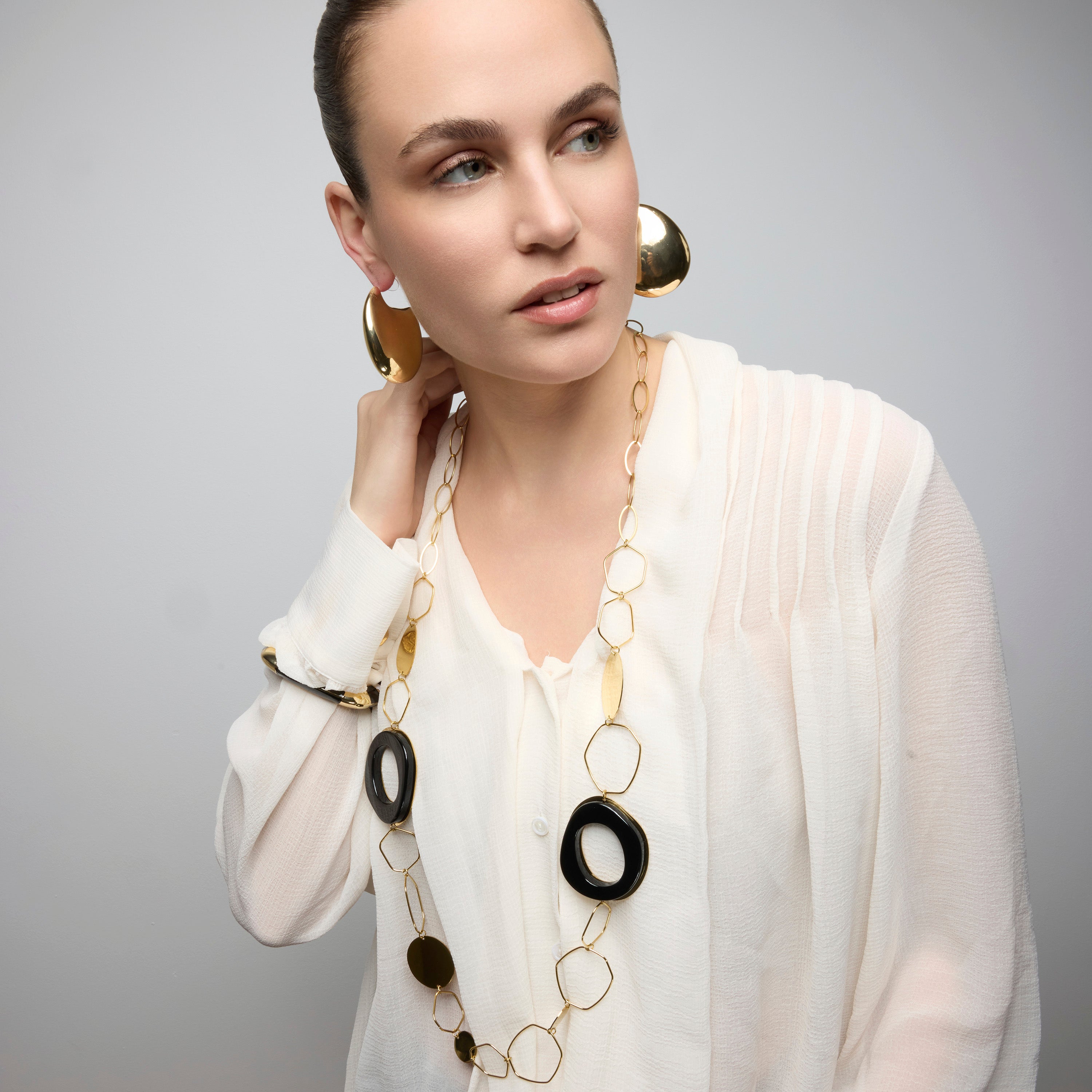 18k yellow gold finish earrings - Ziban