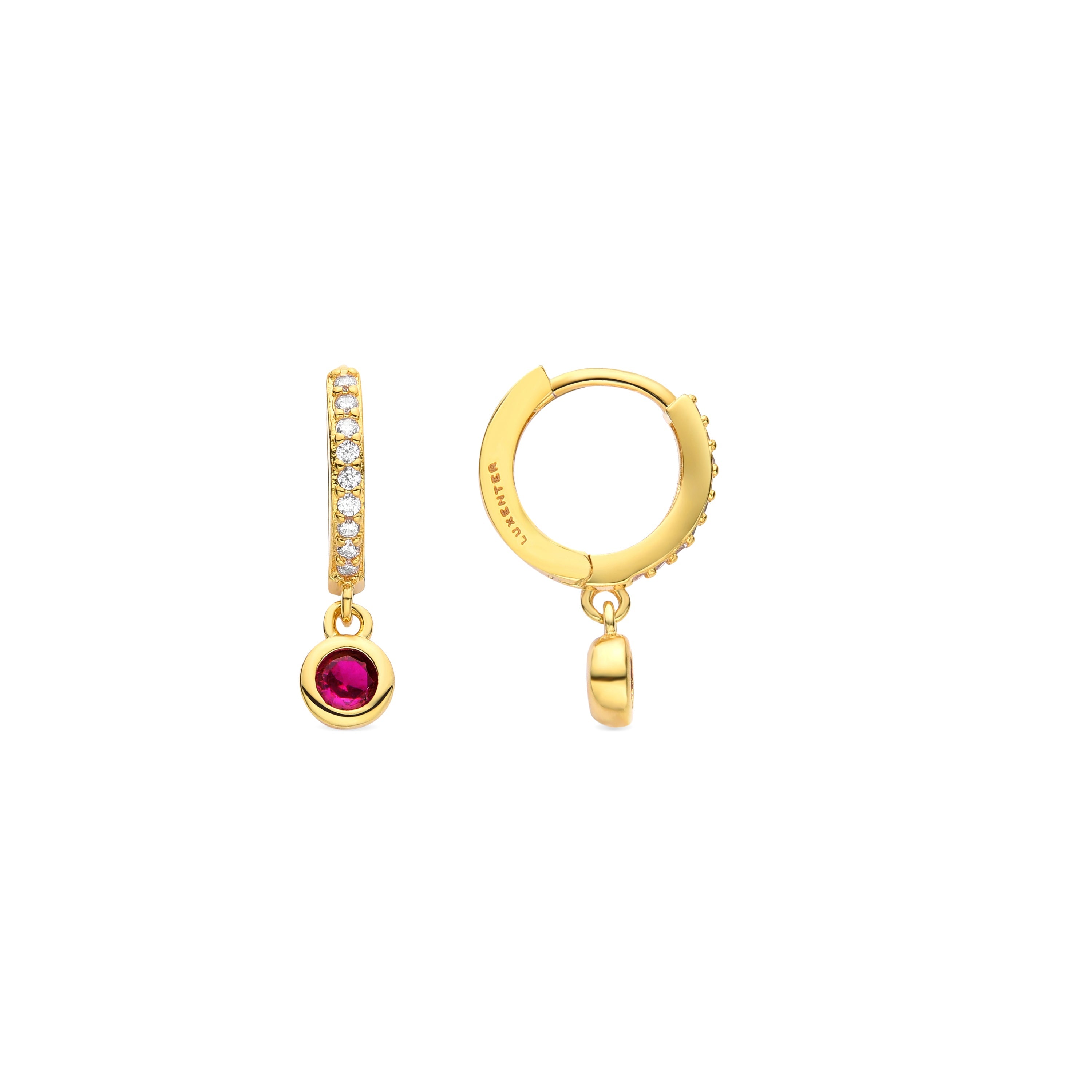 Ruby Zirconia Earrings Finished in 18K Yellow Gold - Warlah