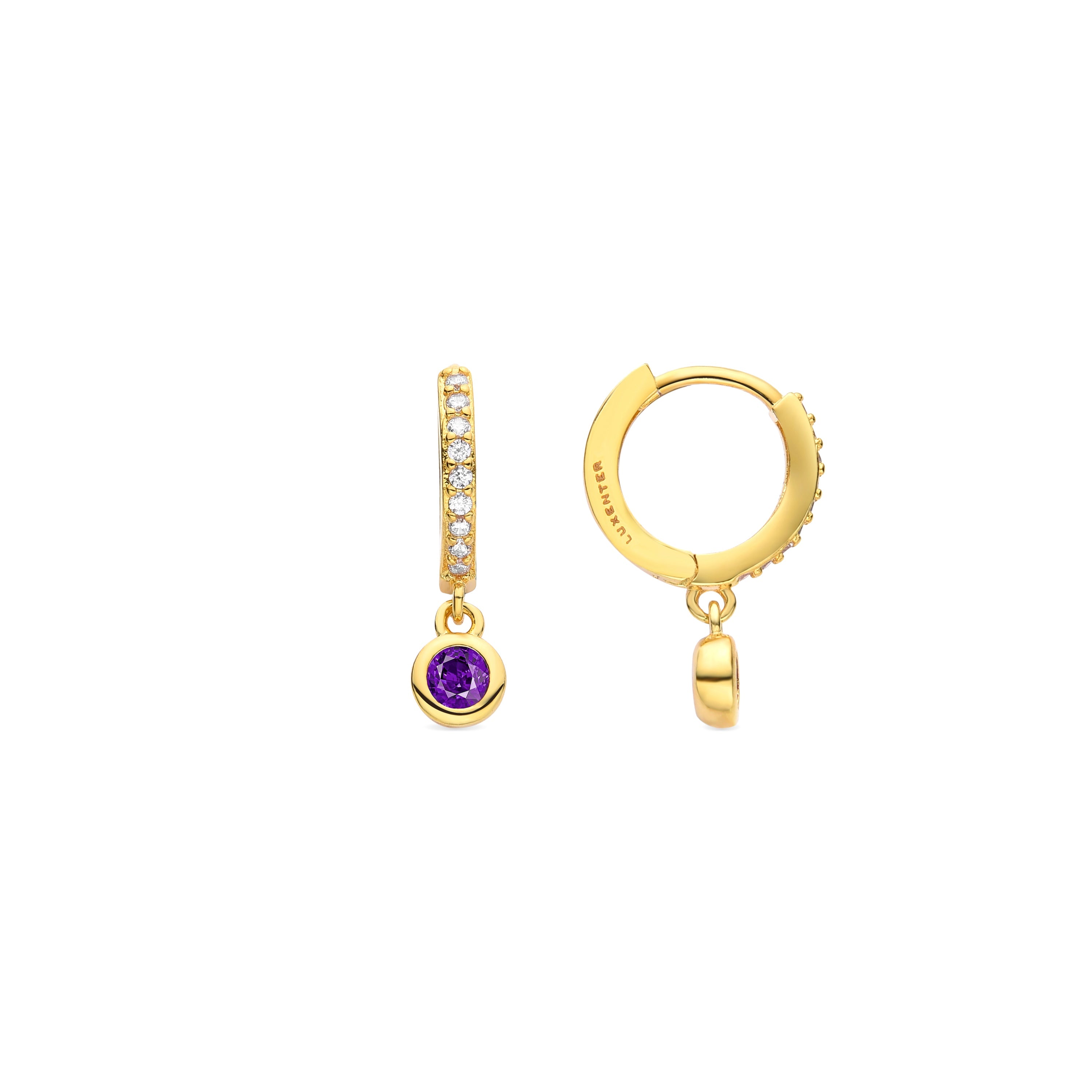 Amethyst Zirconia Earrings Finished in 18K Yellow Gold - Warlah