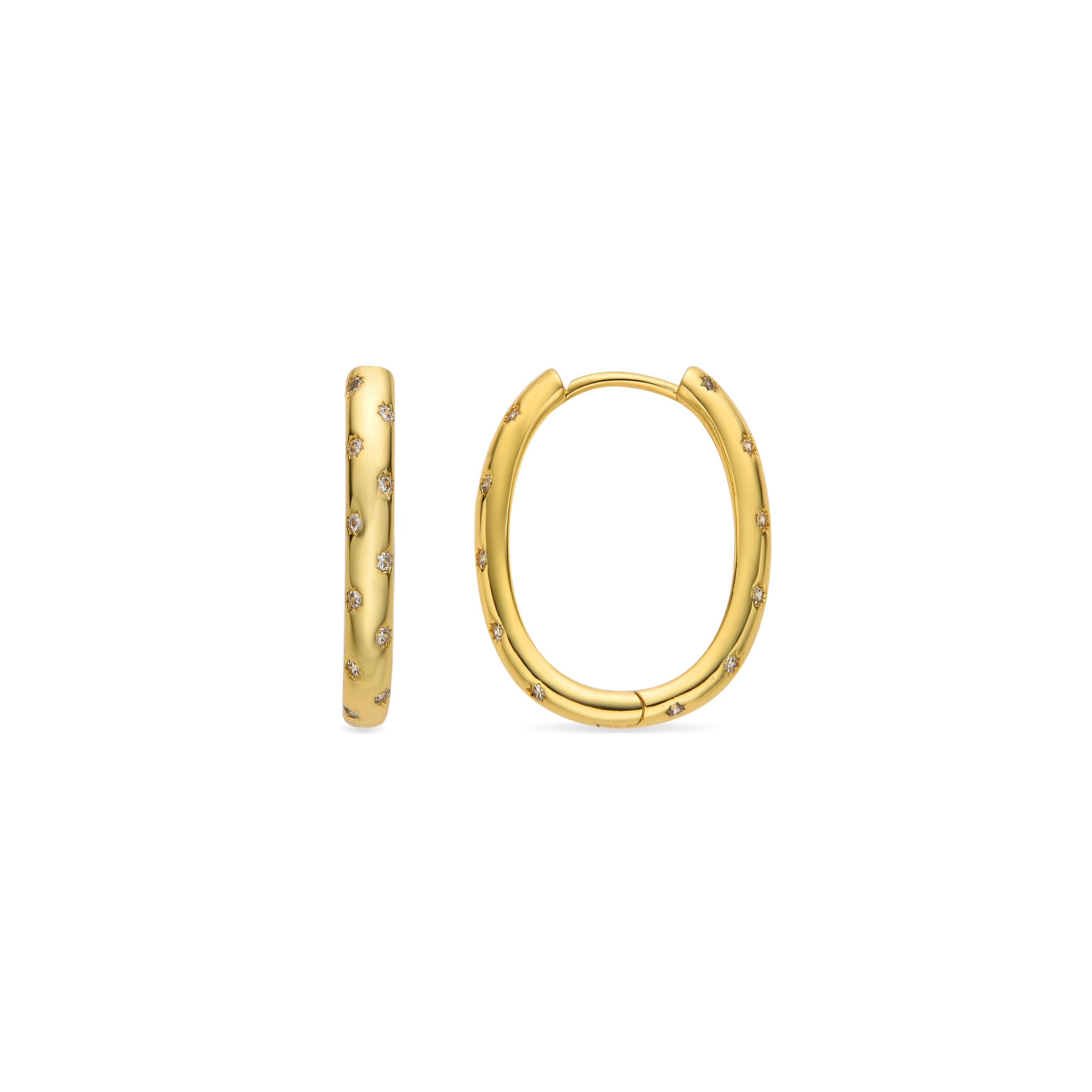 Earrings with brilliant zirconia in 18k gold finish - Dinlah