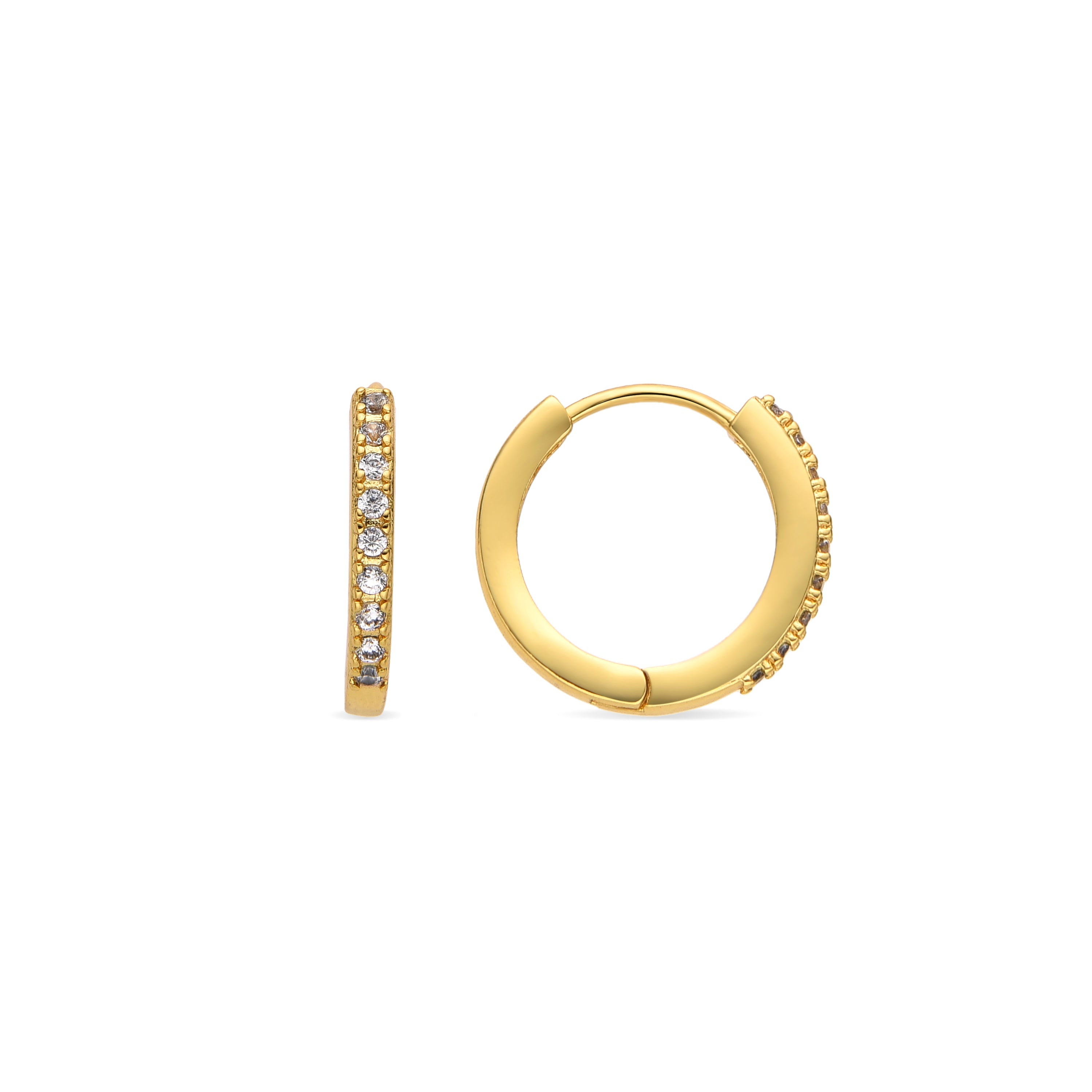 Earrings with brilliant zirconia, 18k gold finish - Kadin
