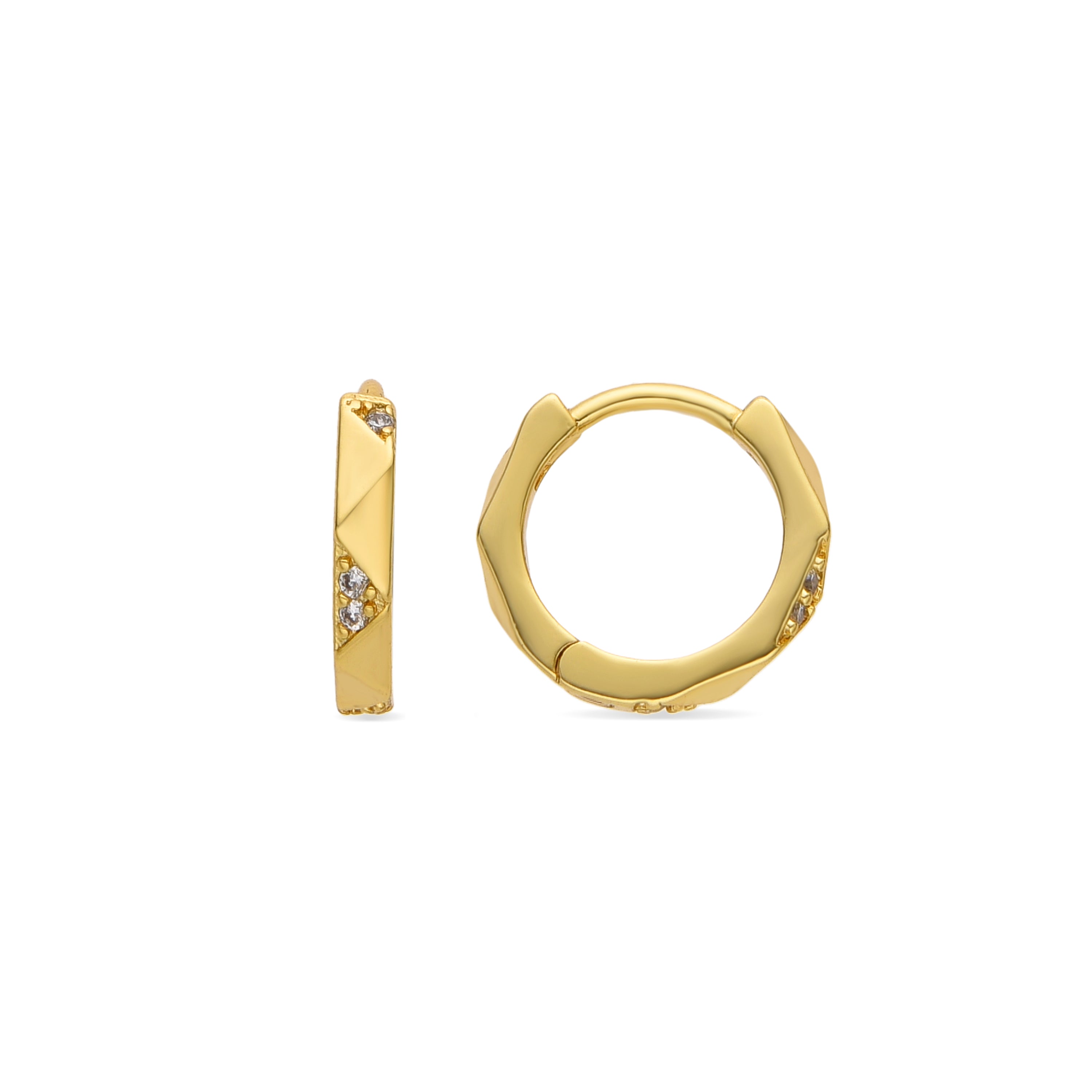 Earrings with brilliant zirconia, 18k gold finish - Shio