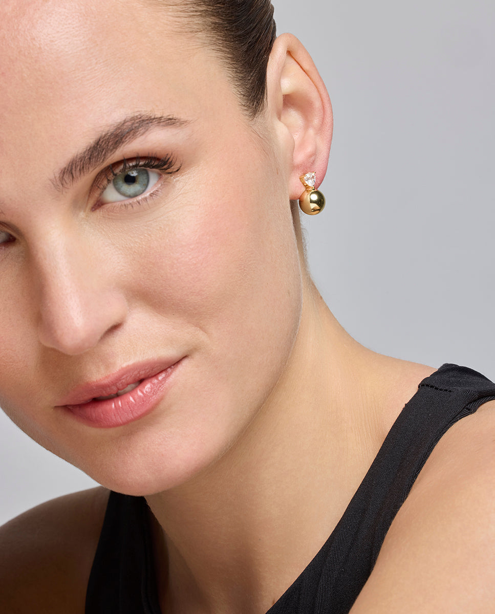Pendientes con Circonita Brillante acabado oro 18k - Miora