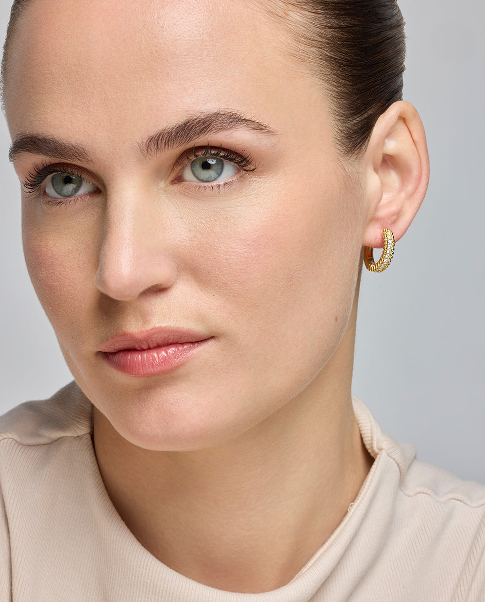 Pendientes con Circonita Brillante acabado oro 18k - Makang
