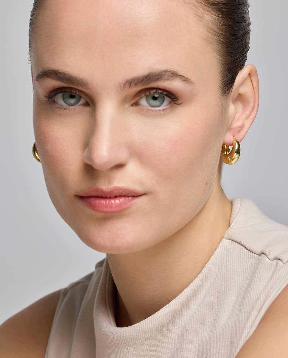Pendientes con Circonita Brillante acabado oro 18k - Ricia