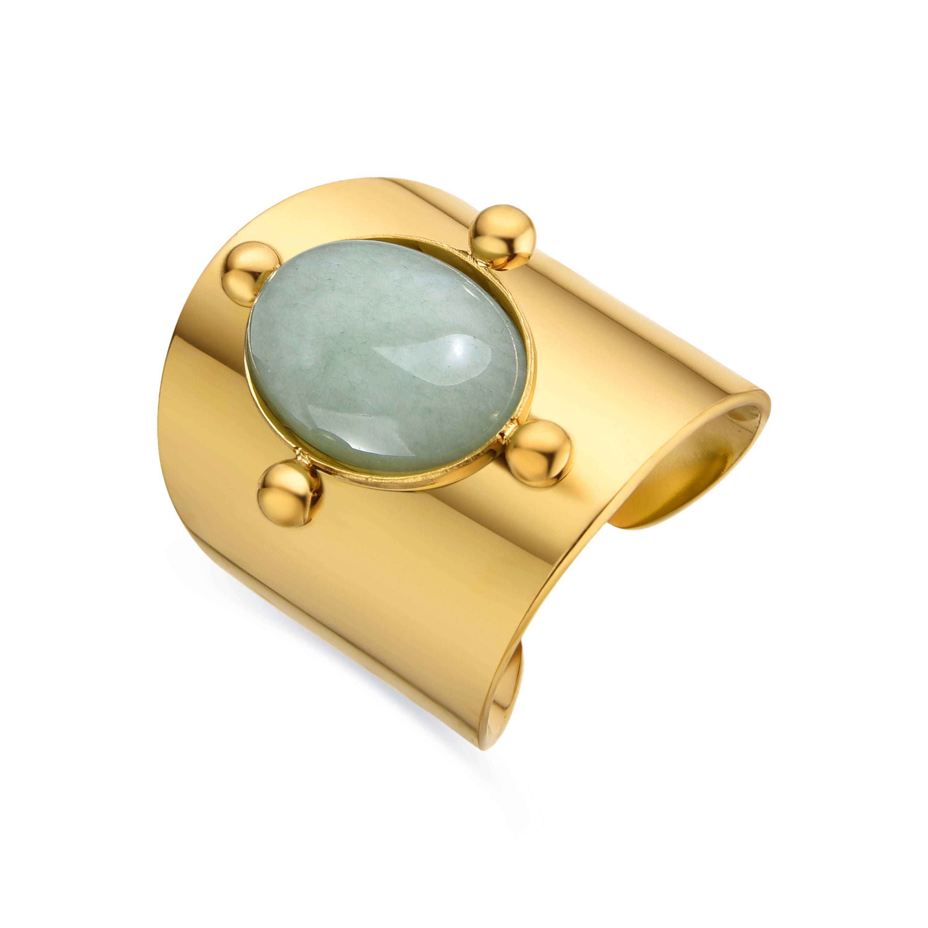 Amazonite ring in 18k gold finish - Kumora