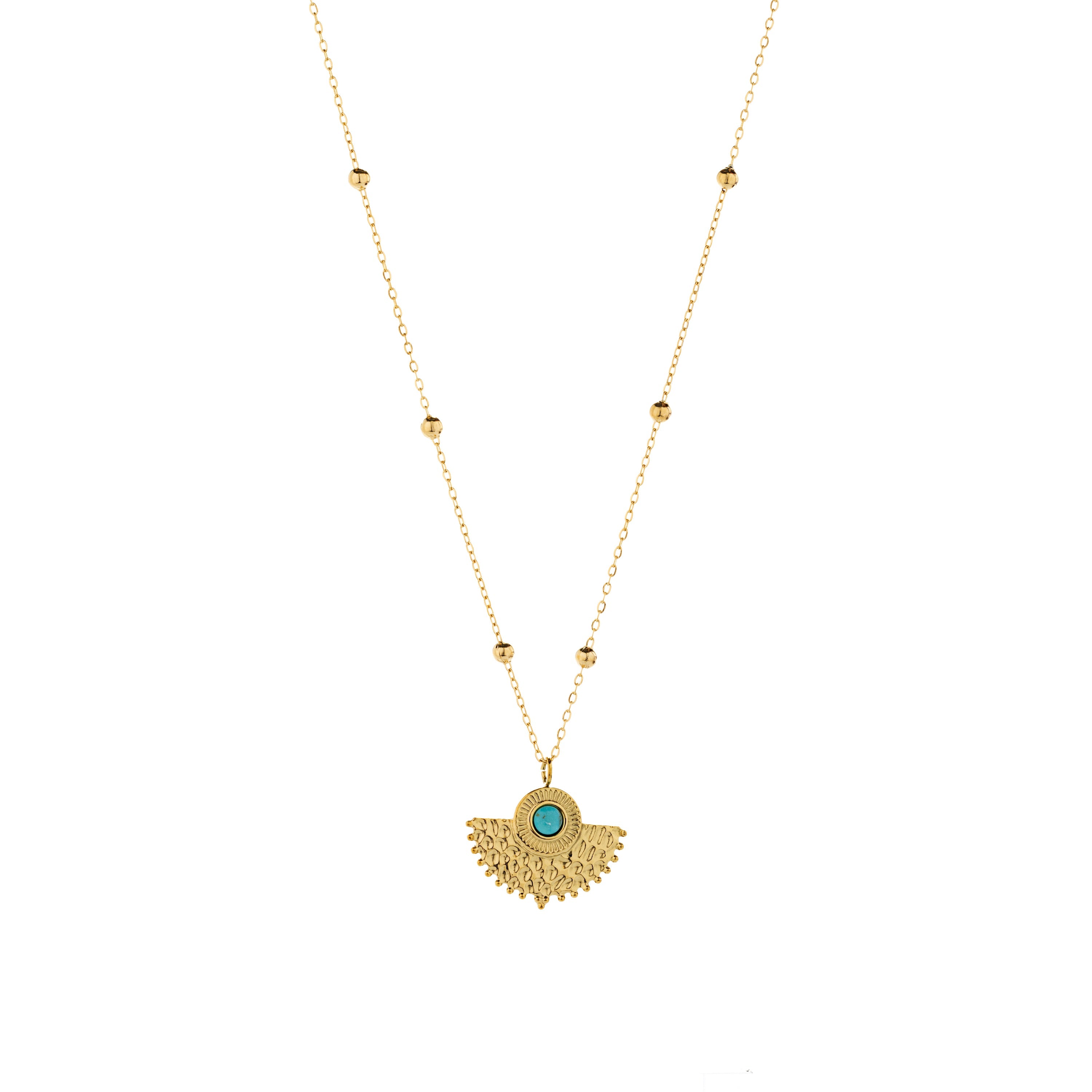 Turquoise necklace finished in 18K yellow gold - Kumora