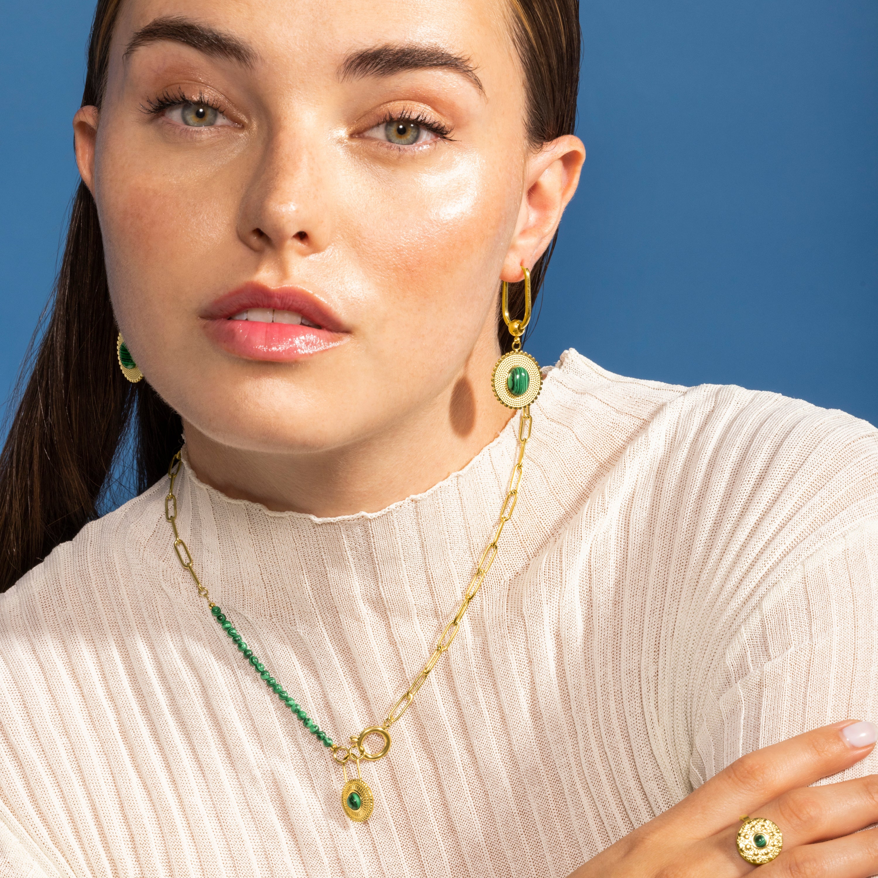 Malachite necklace finished in 18K yellow gold - Mossir