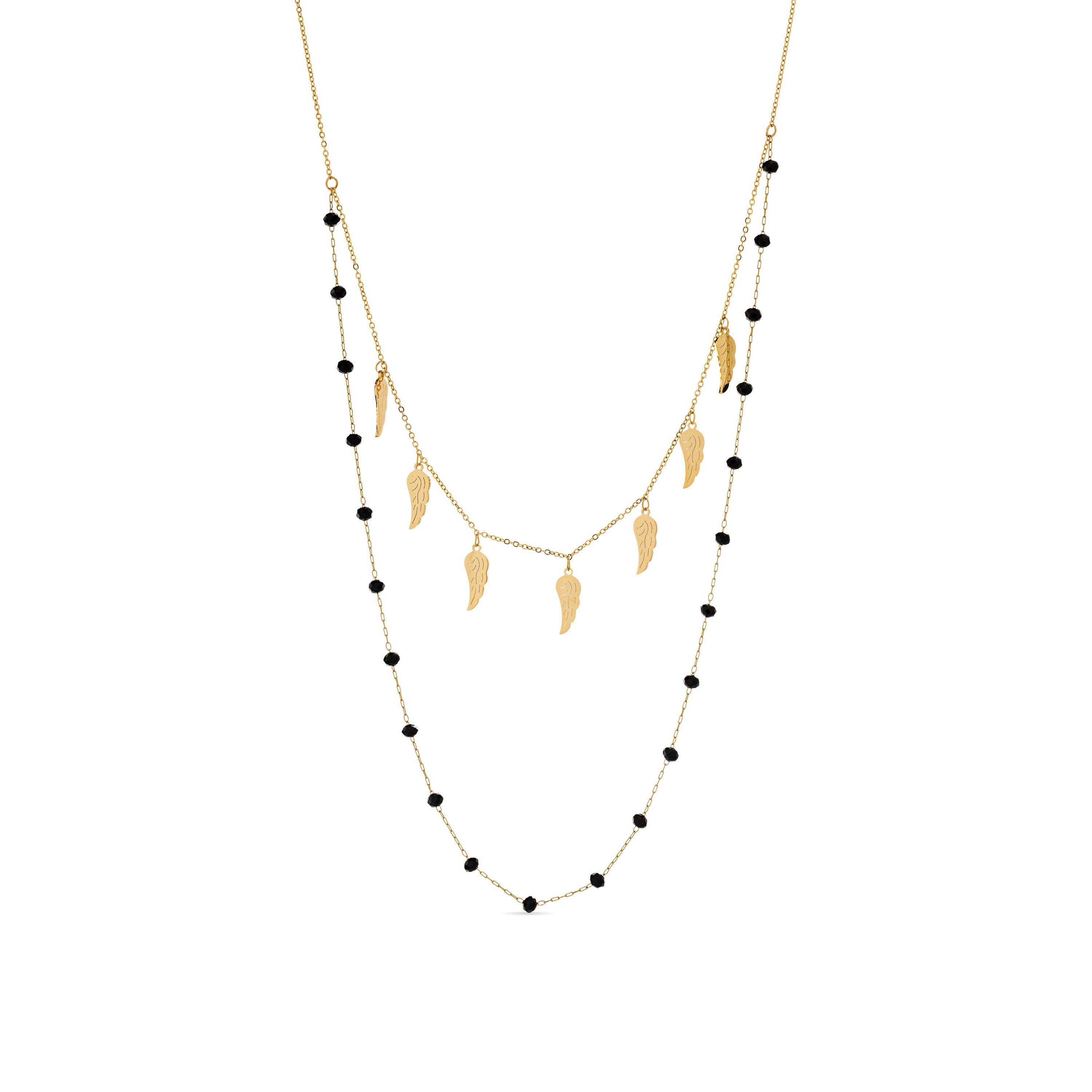 Onyx necklace finished in 18K yellow gold - Omka