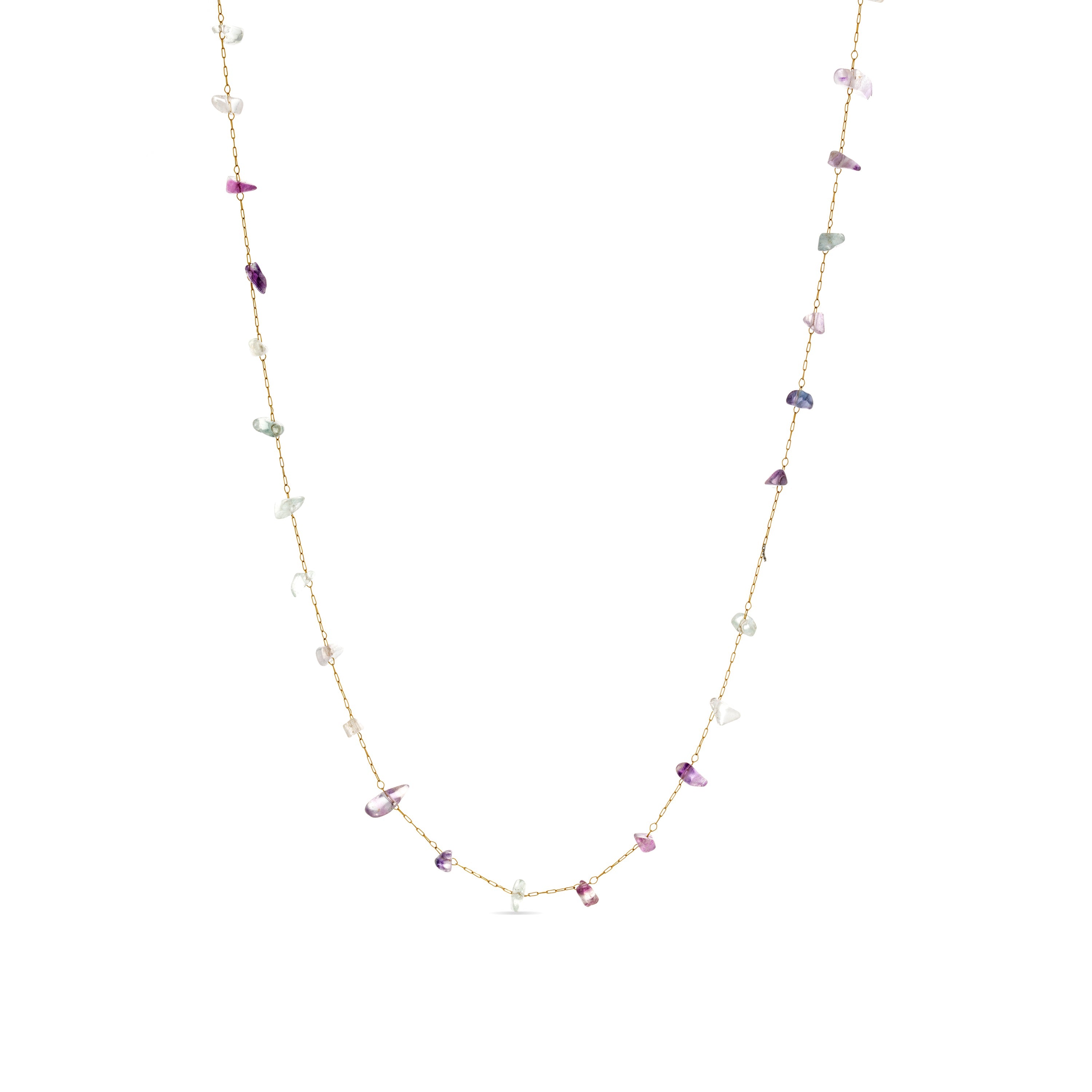 Multicolor Natural Stone Necklace finished in 18K yellow gold - Bidain
