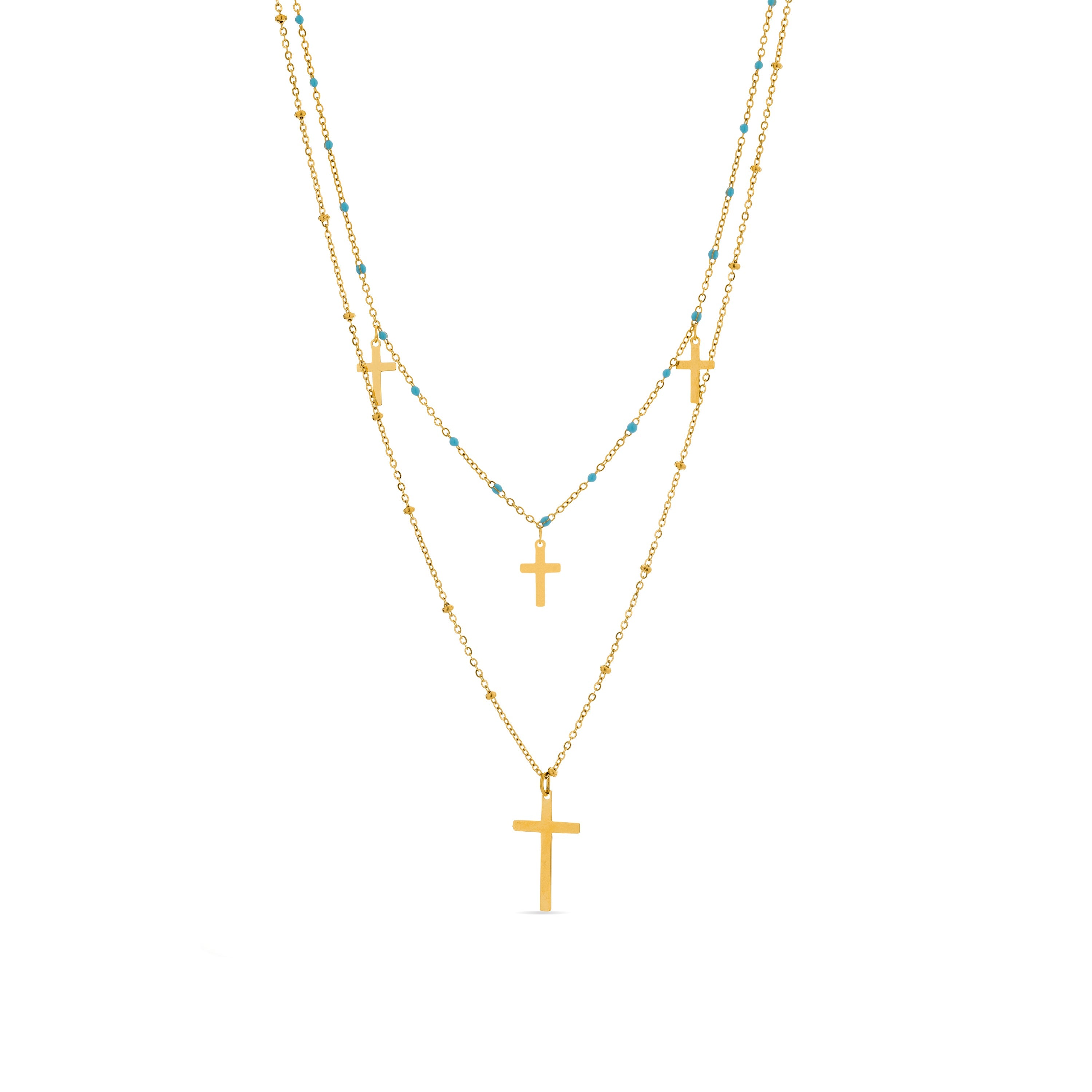 Blue Crystal Necklace finished in 18K yellow gold - Lidriel