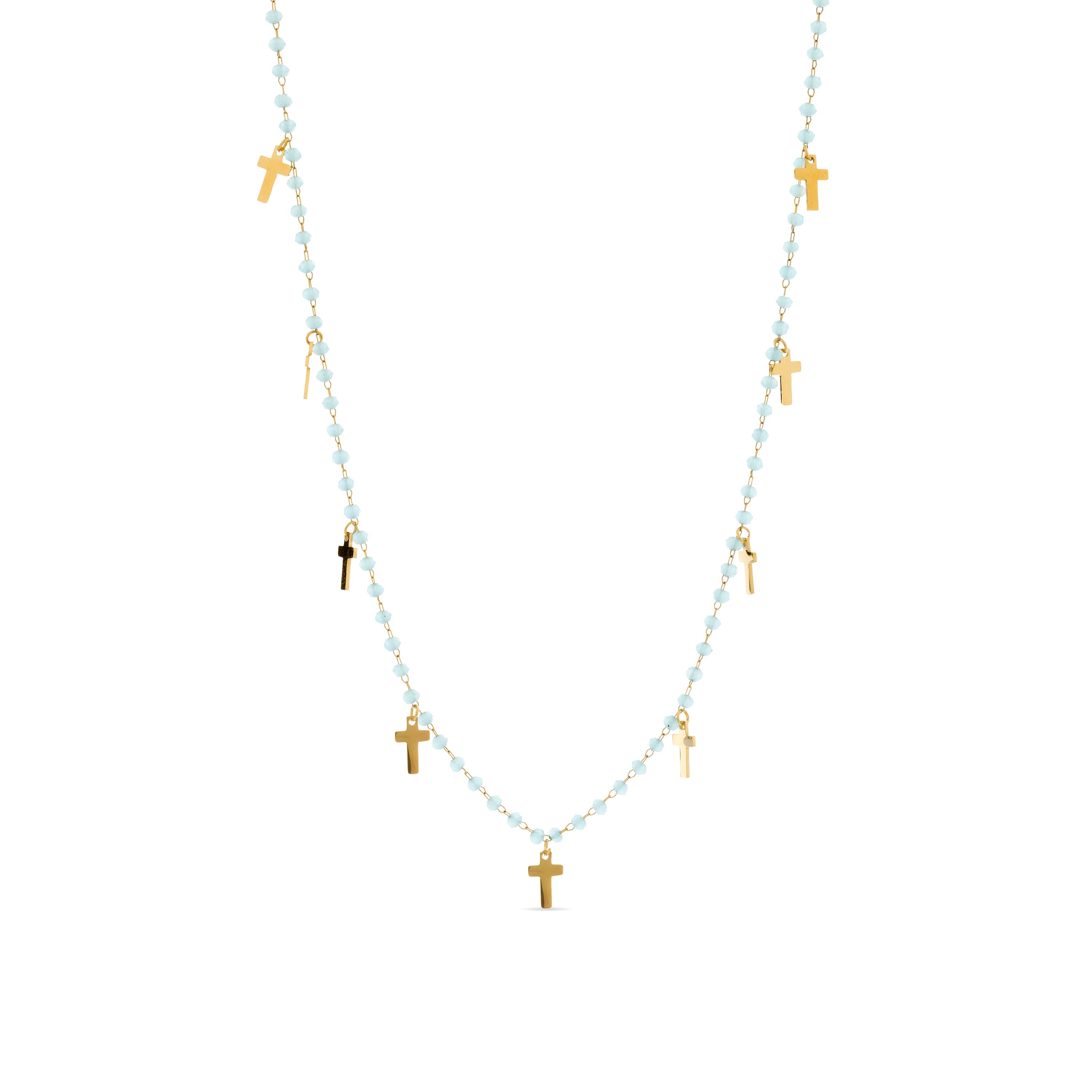 Blue Crystal Necklace finished in 18K yellow gold - Dersu