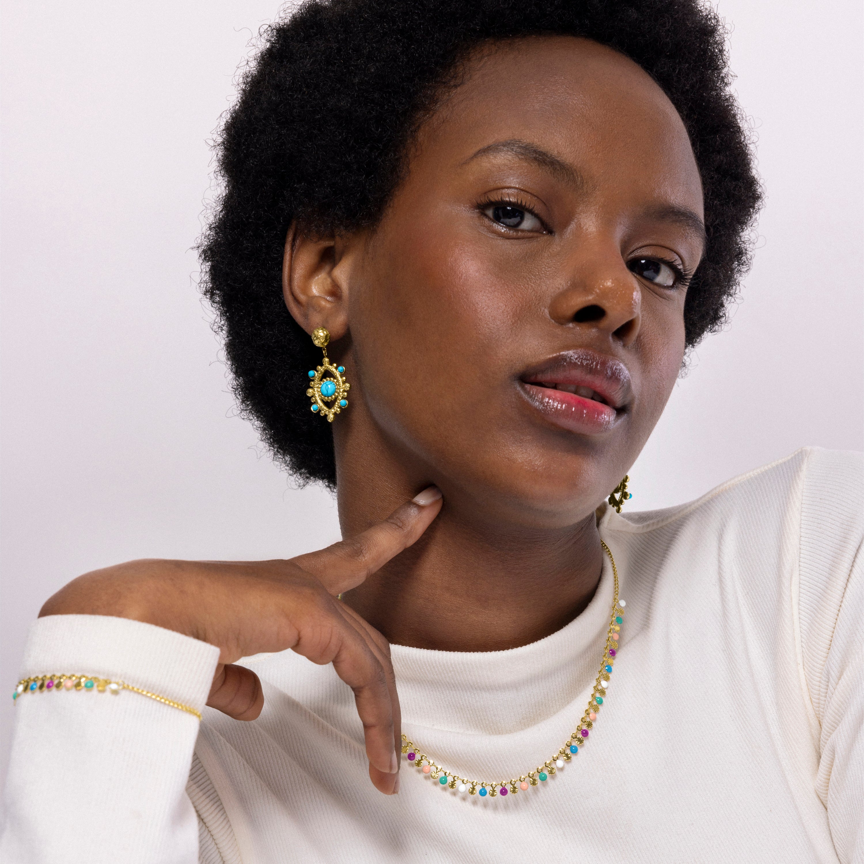18K yellow gold finished necklace - Haraim