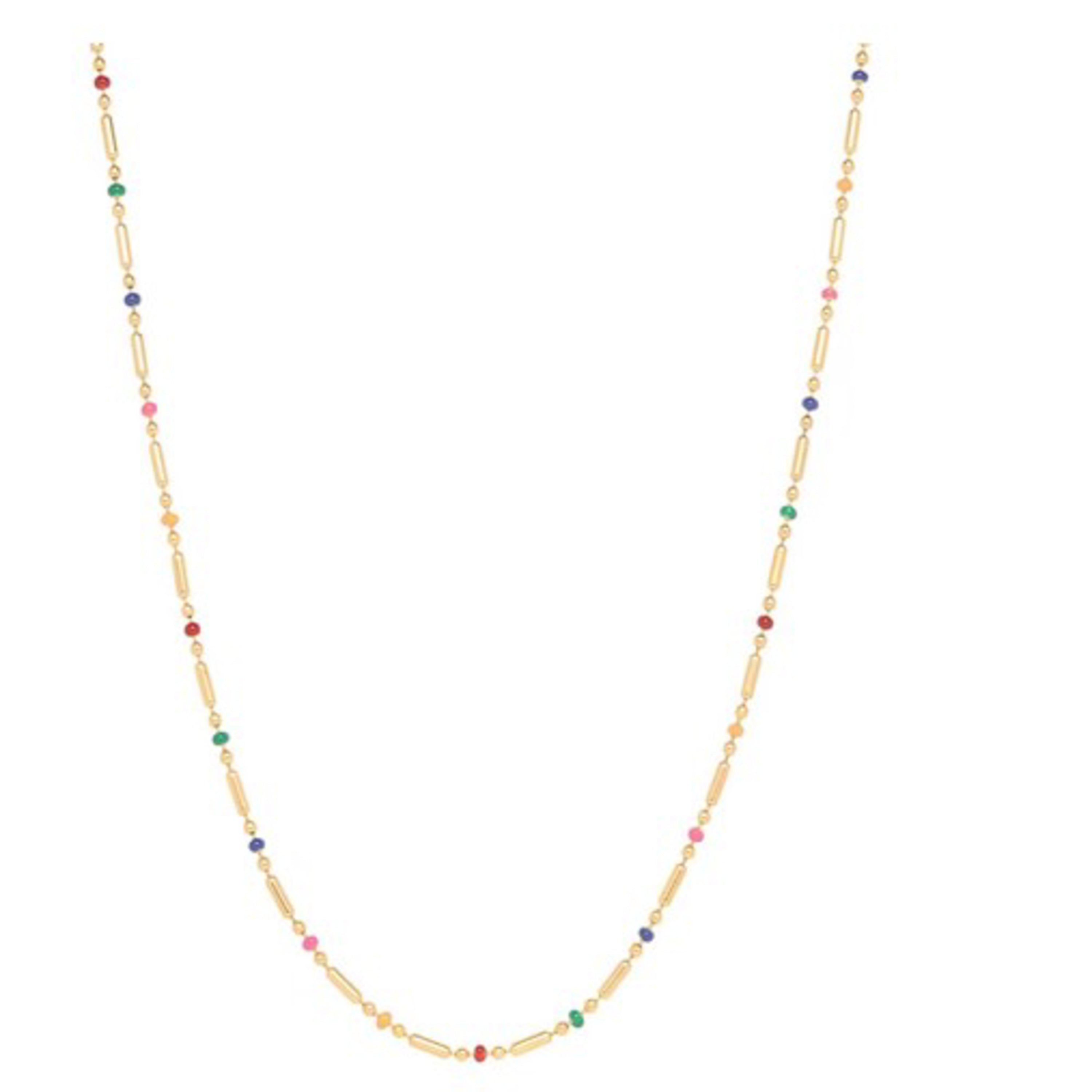 Multicolor Crystal Necklace finished in 18K yellow gold - Ukdra