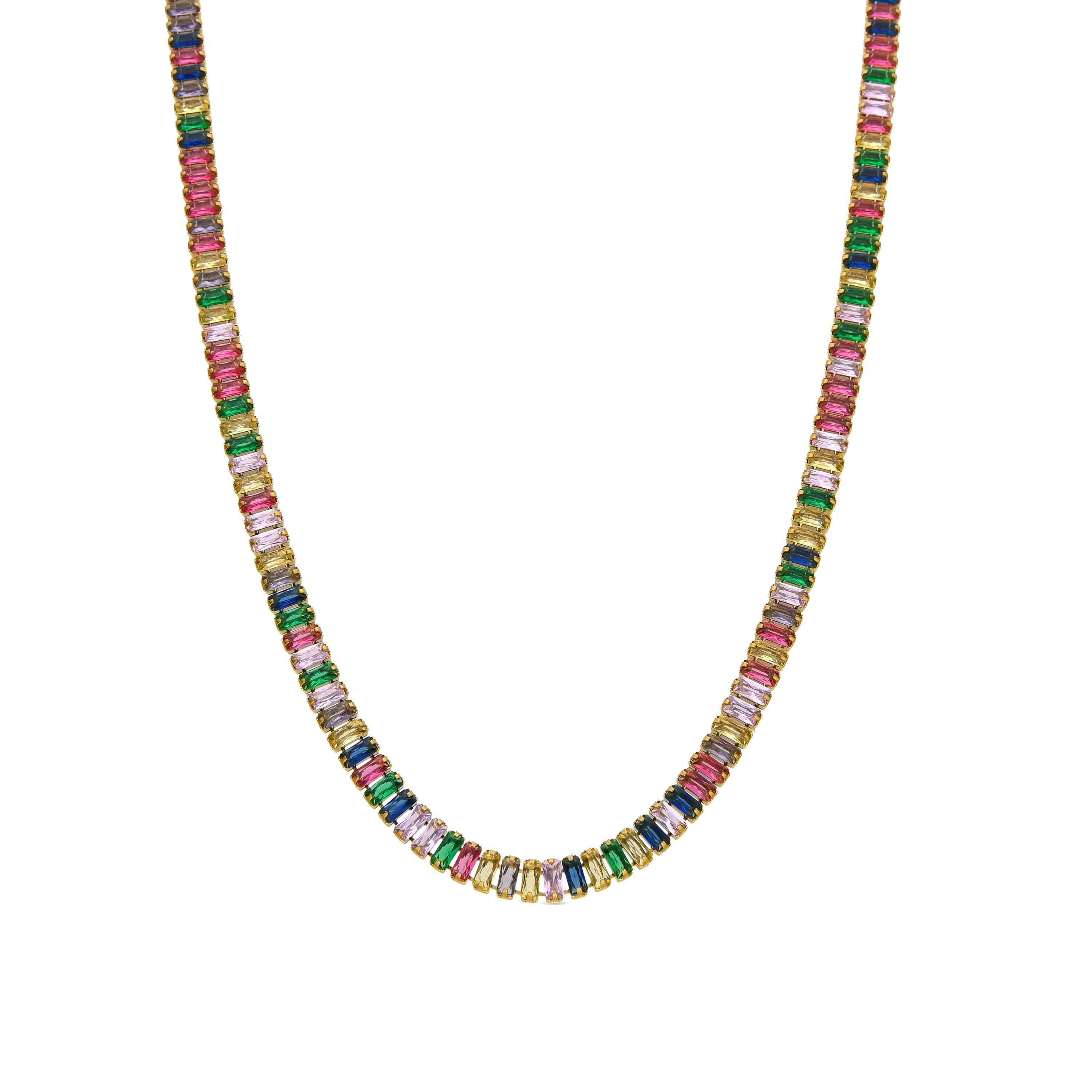Multicolor Zirconia Necklace finished in 18K yellow gold - Gorys