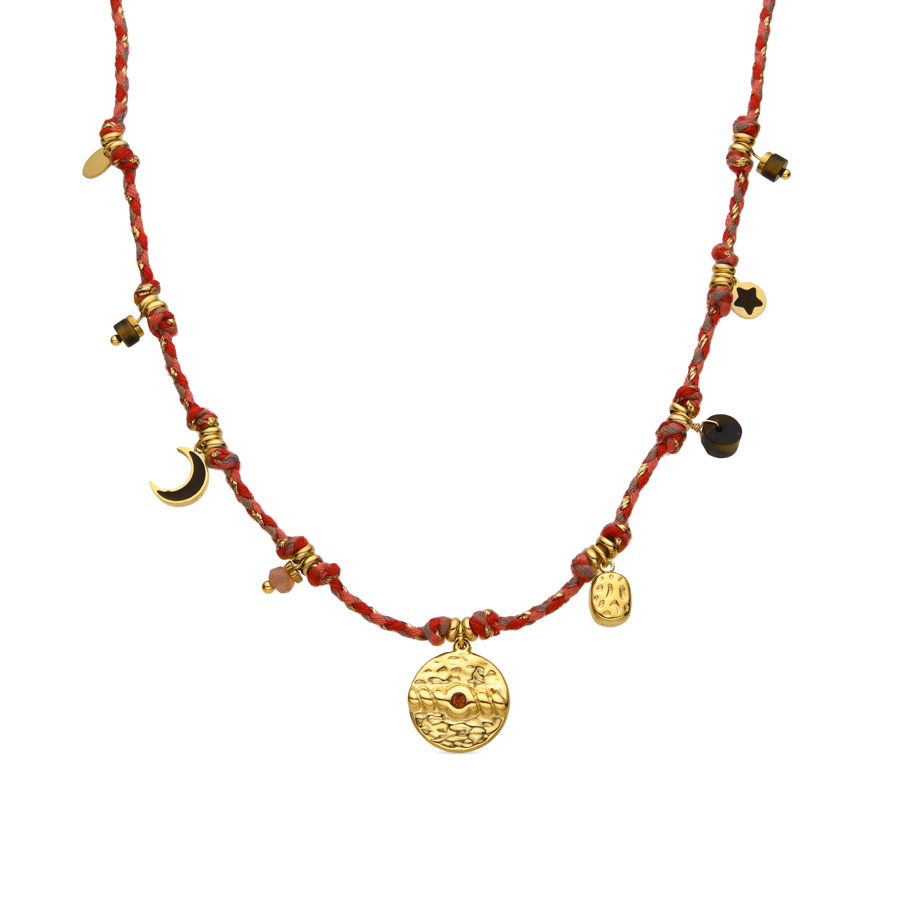 Necklace with Red Crystal, 18k gold finish - Liskel